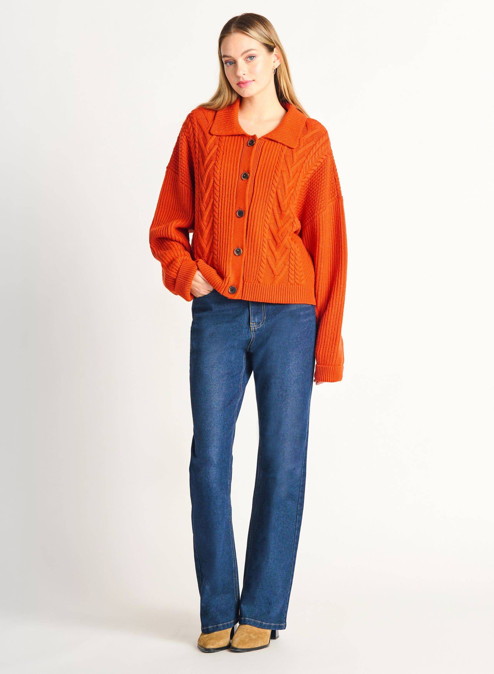 Chunky Cable Knit Cardigan - Out of the Blue
