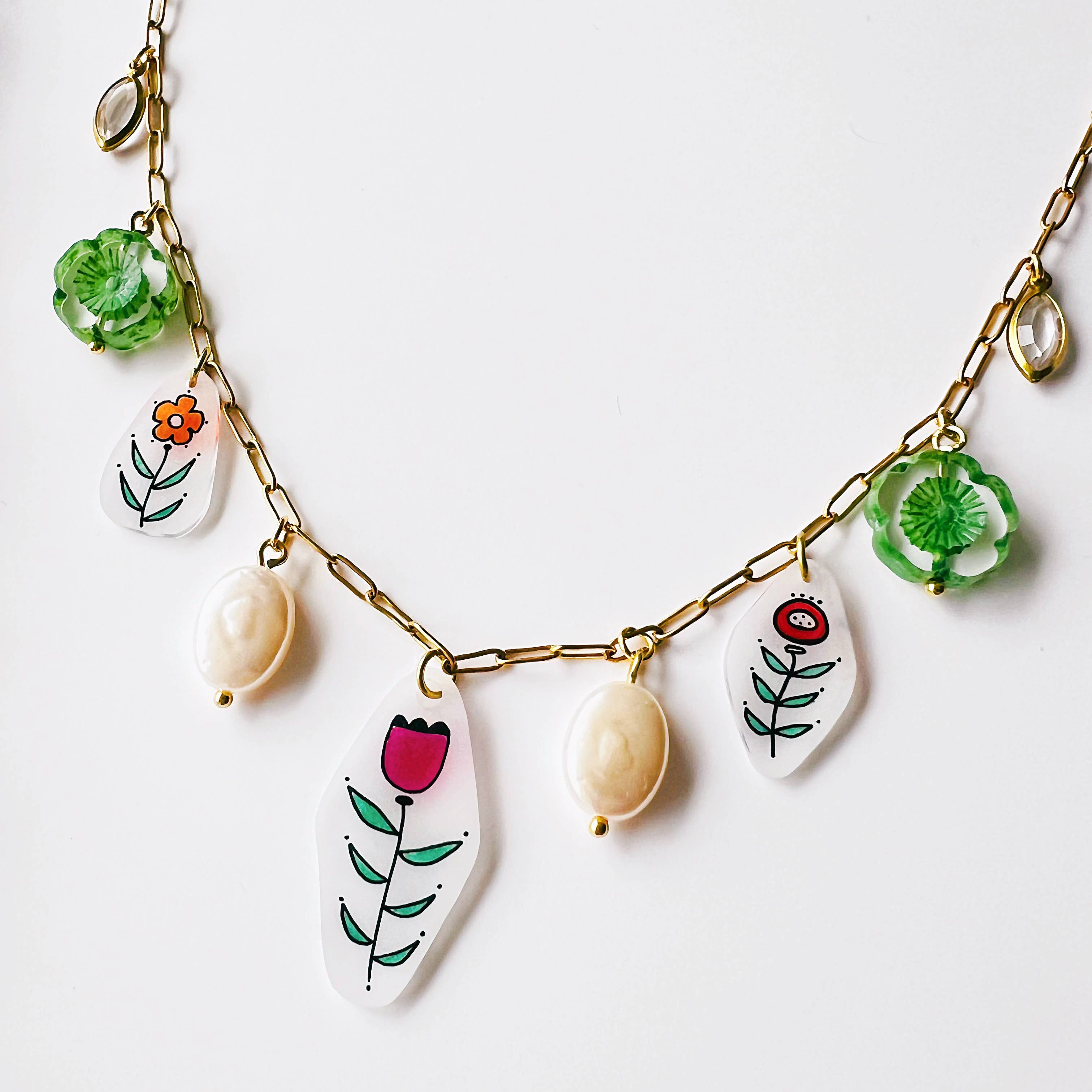 Multi media Charm Necklaces