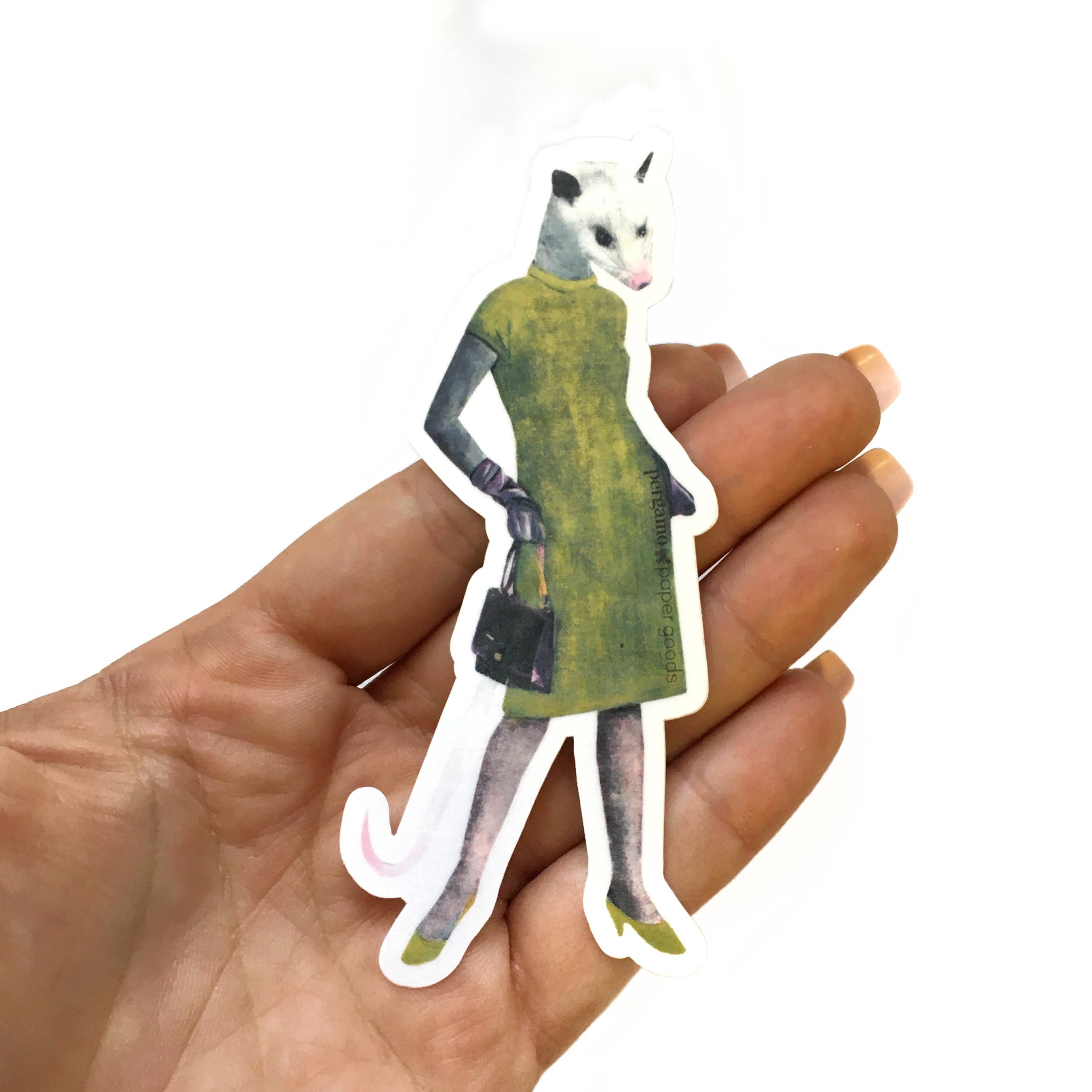 Possum Lady Illustrated Animal Vinyl Sticker - Out of the Blue