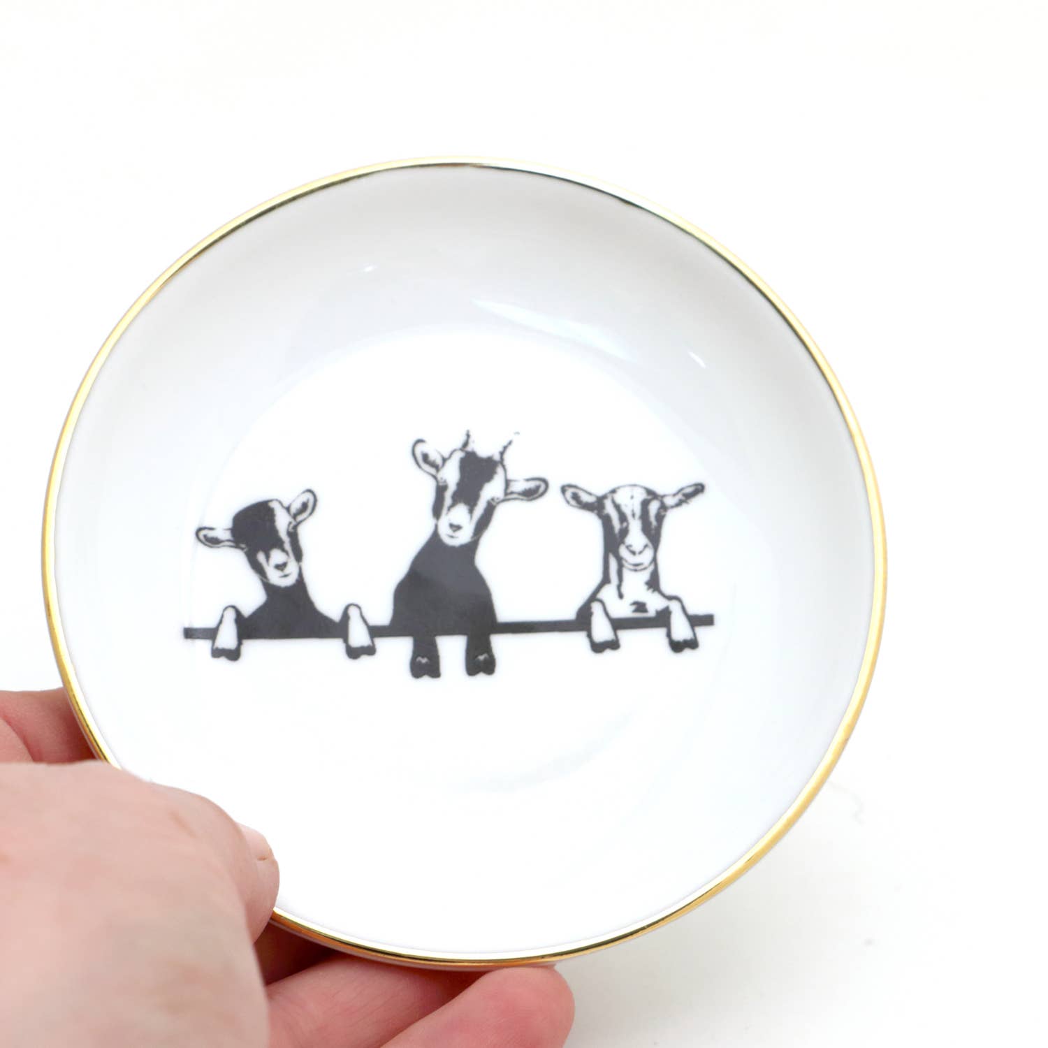 Goat ring dish, ring holder with 22K Gold accents