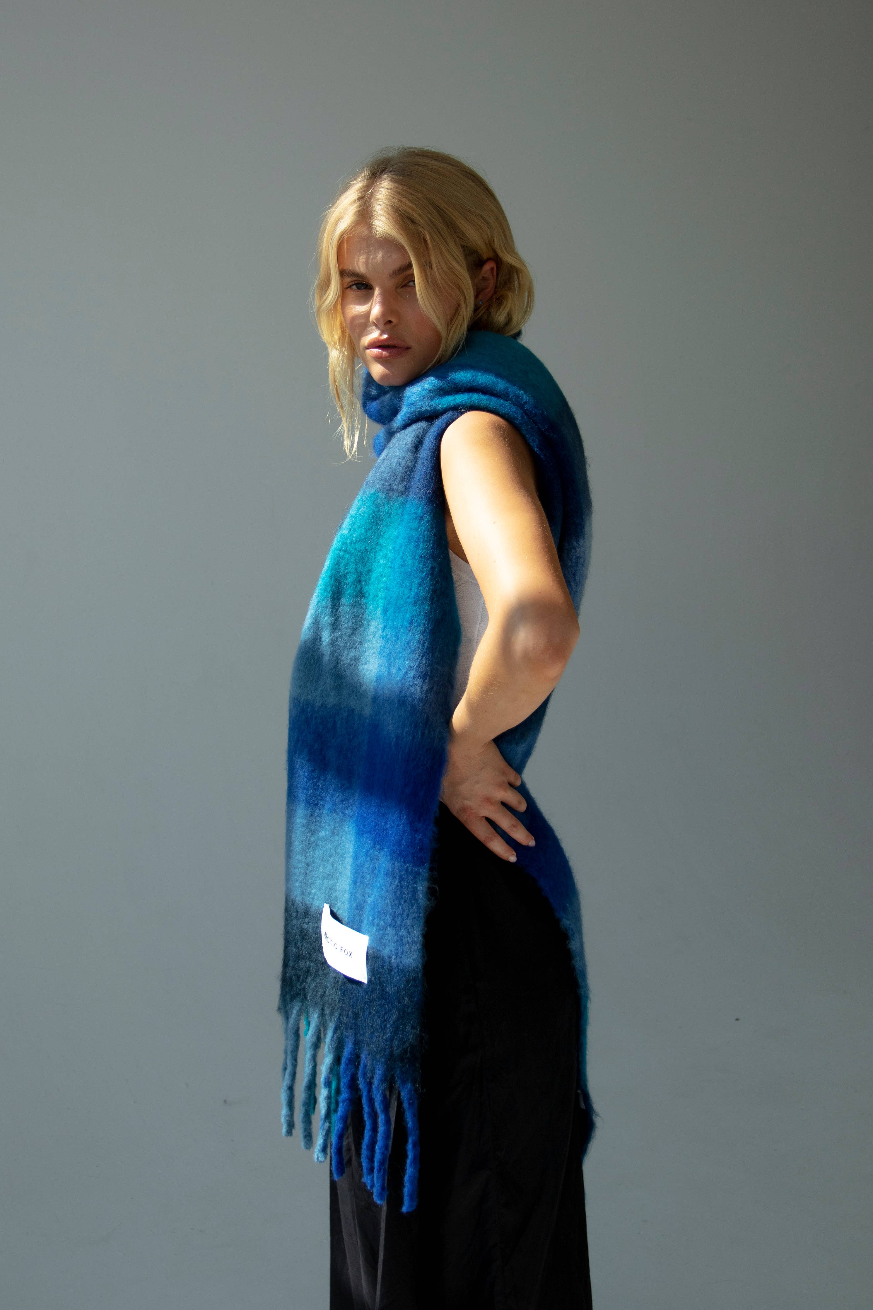 The Reykjavik Scarf - 100% Recycled - Blue Check - FW25 - Out of the Blue