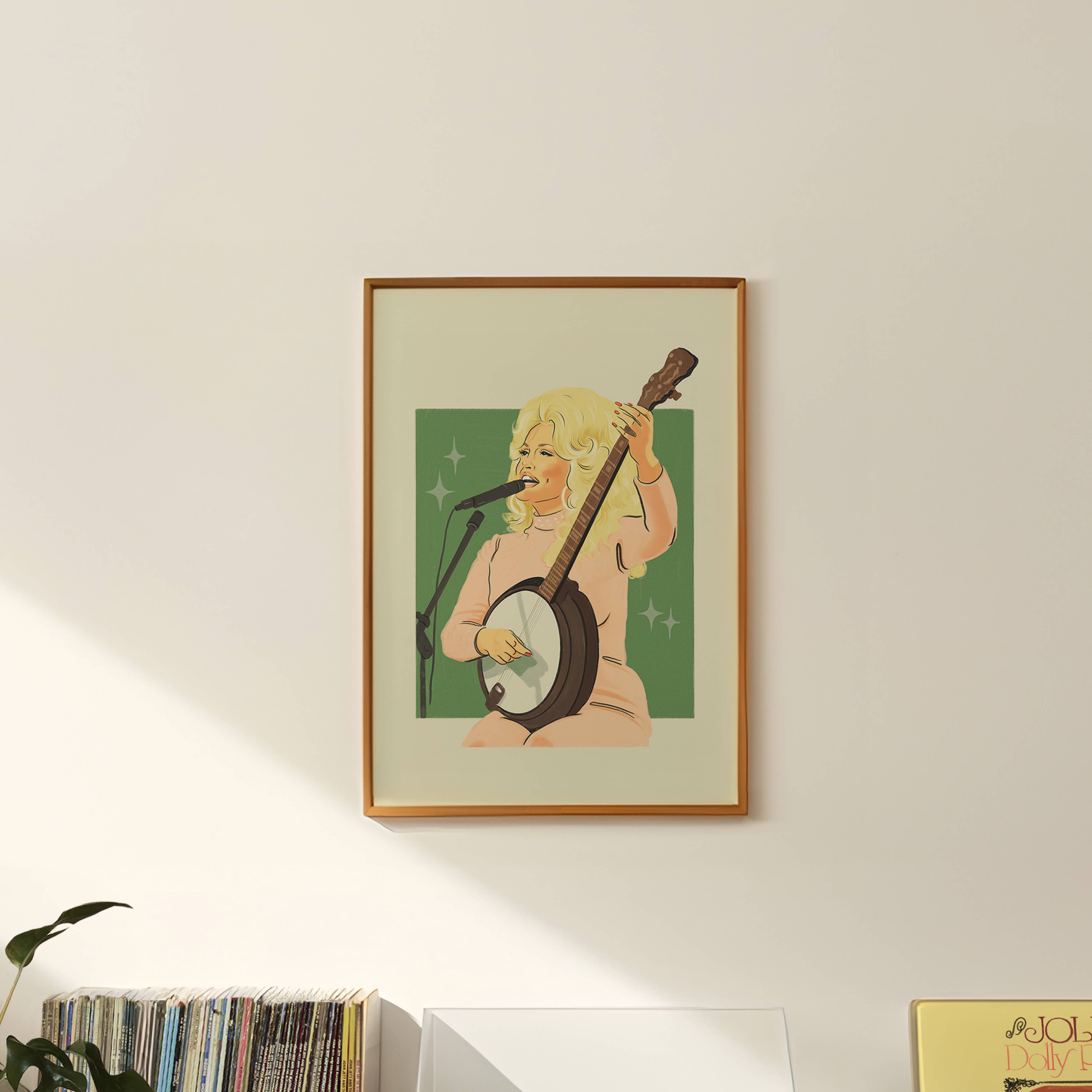 Dolly Parton Banjo 1976 Art Print - Out of the Blue