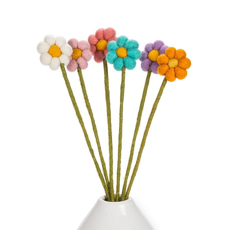 PomPom Felt Flower Stems - Out of the Blue