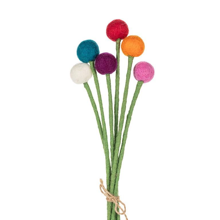 PomPom Felt Flower Stems - Out of the Blue