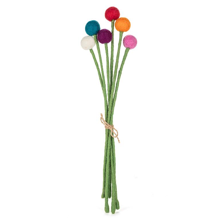 PomPom Felt Flower Stems - Out of the Blue