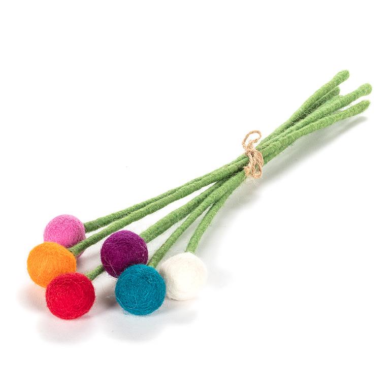 PomPom Felt Flower Stems - Out of the Blue