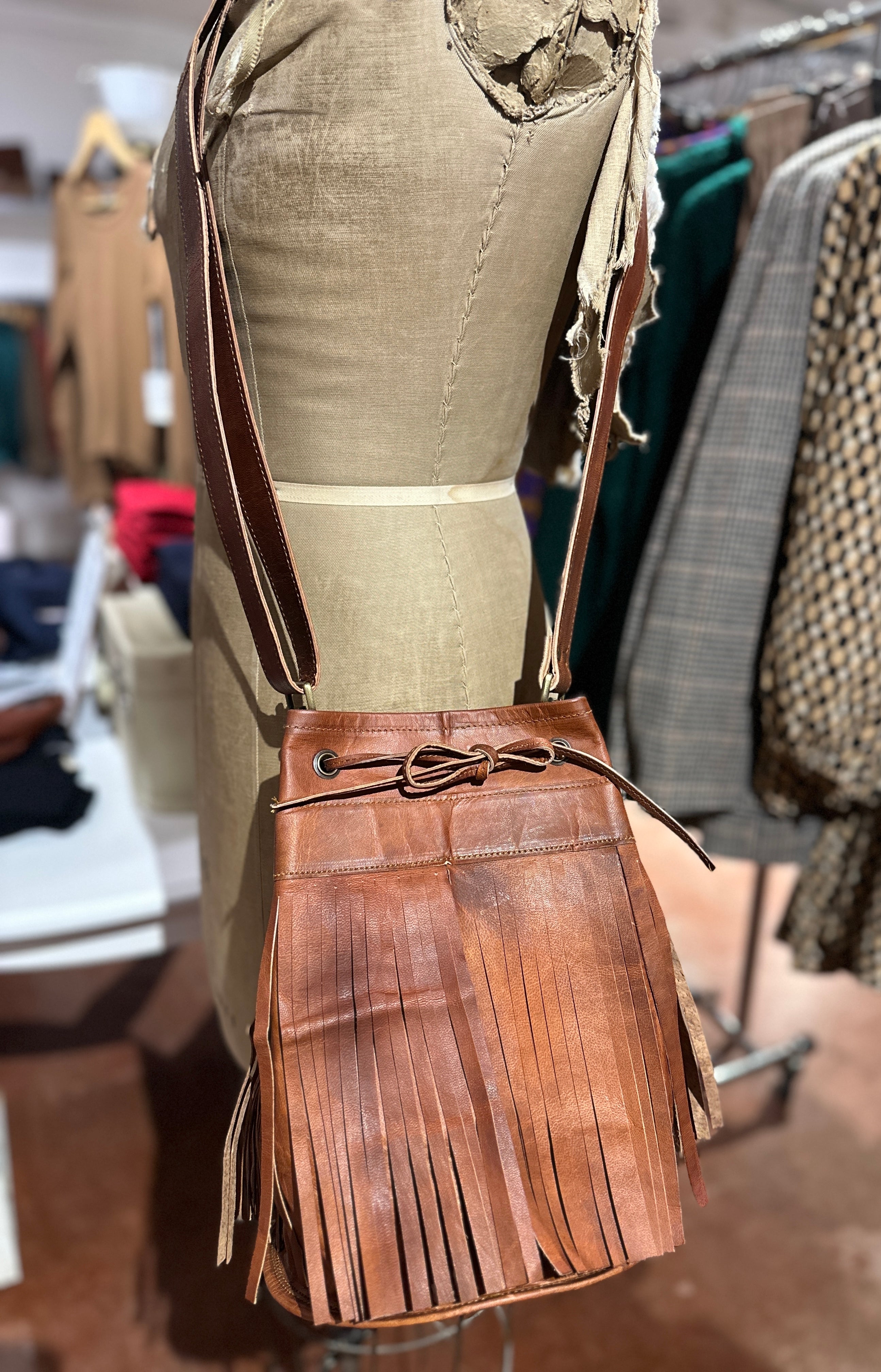 Fringe Bucket Bag - Out of the Blue