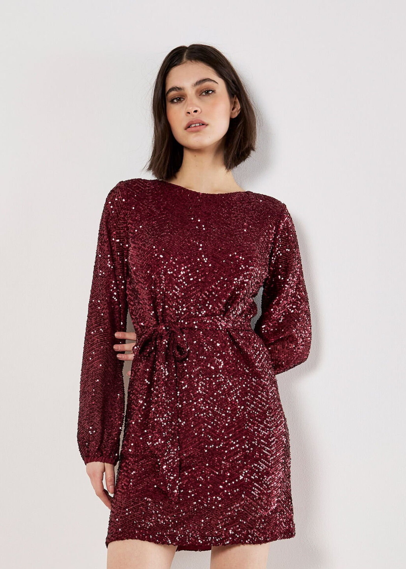 CHEVRON SEQUINS MINI DRESS