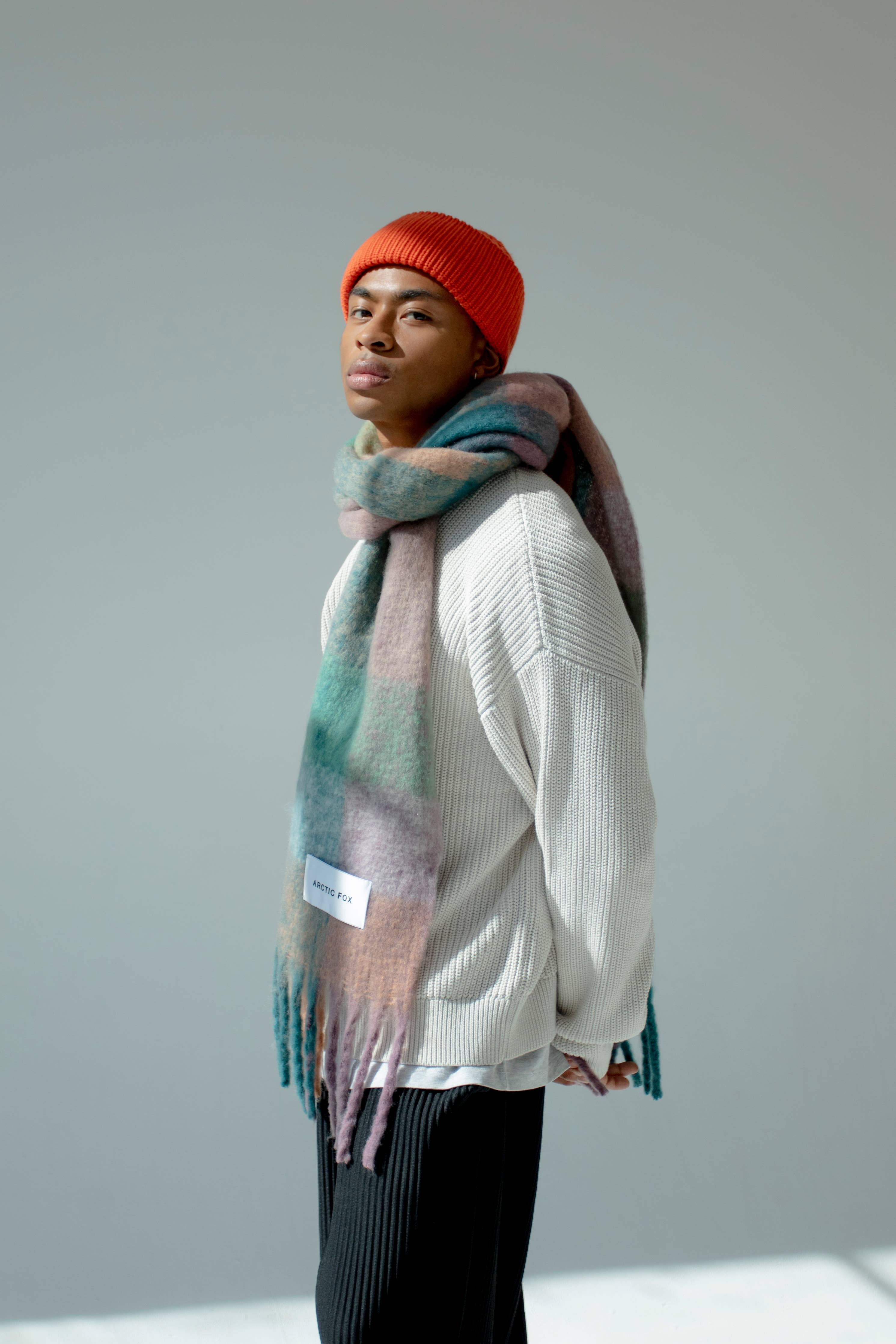 The Reykjavik Scarf - 100% Recycled - Lilac Check - FW25 - Out of the Blue