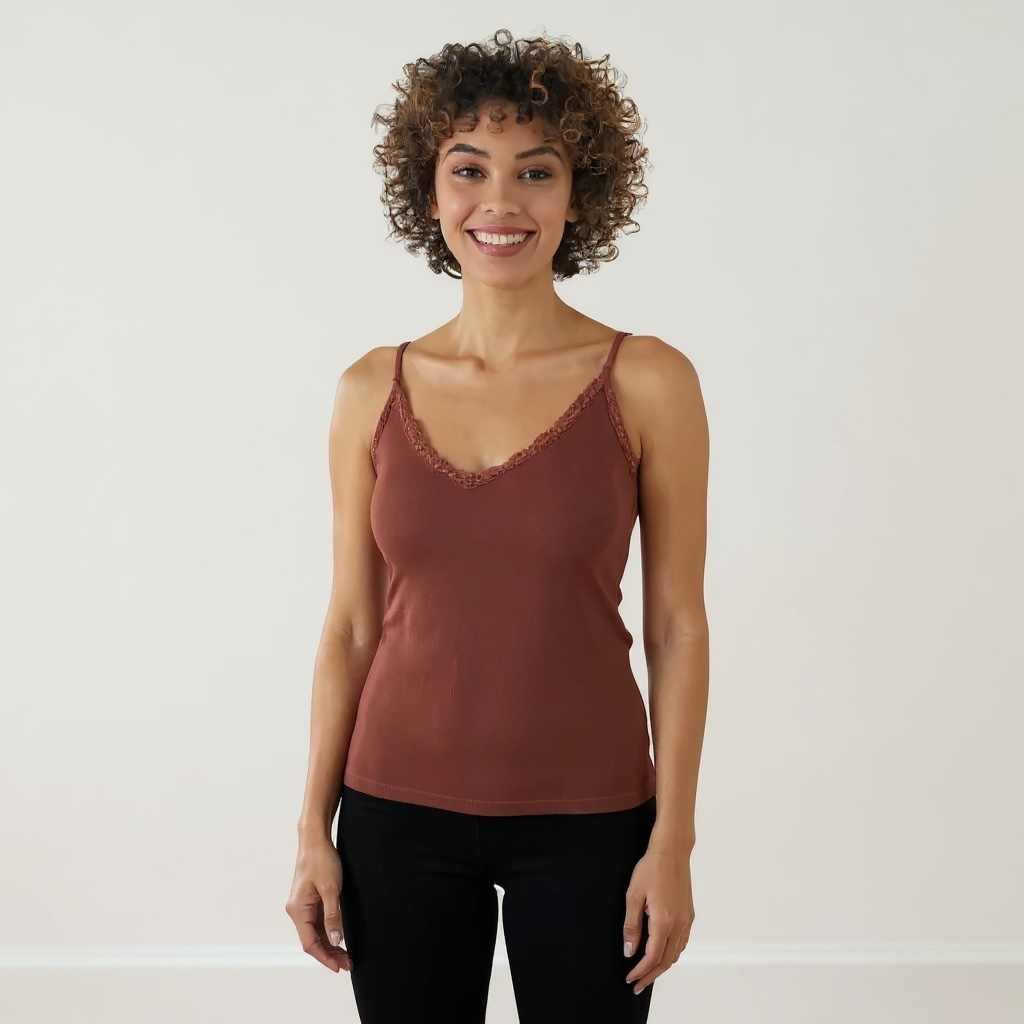Bamboo Lace Trim Tank - Out of the Blue