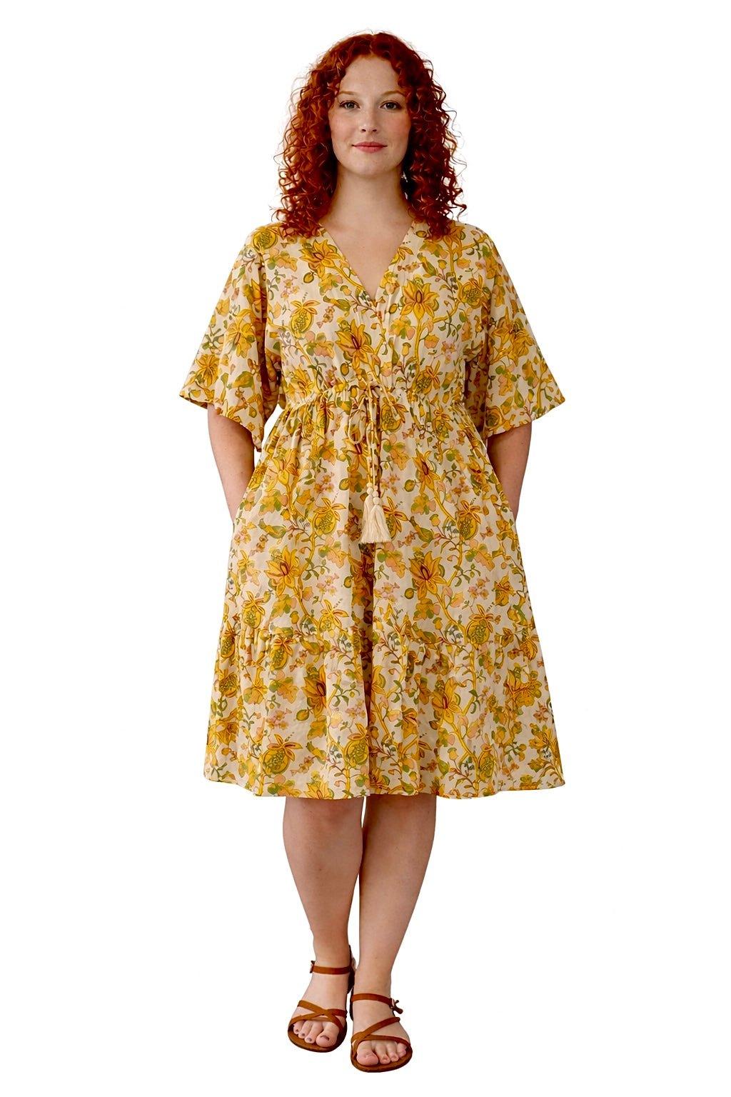 Cotton Tumeric Dress - Out of the Blue