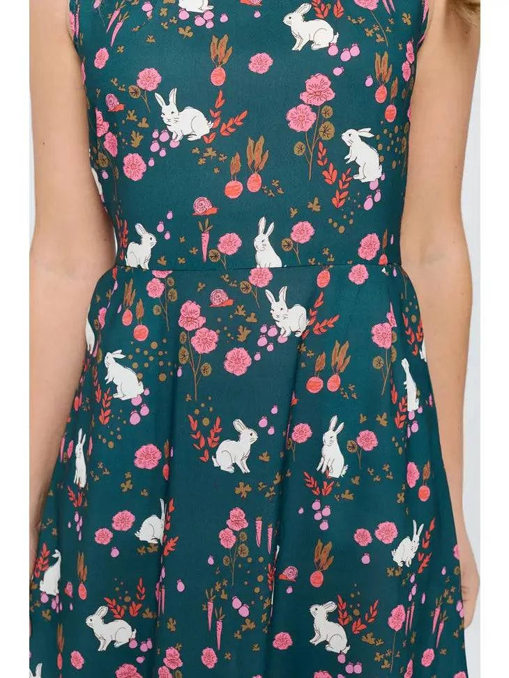 Bunny Print Dress - Out of the Blue