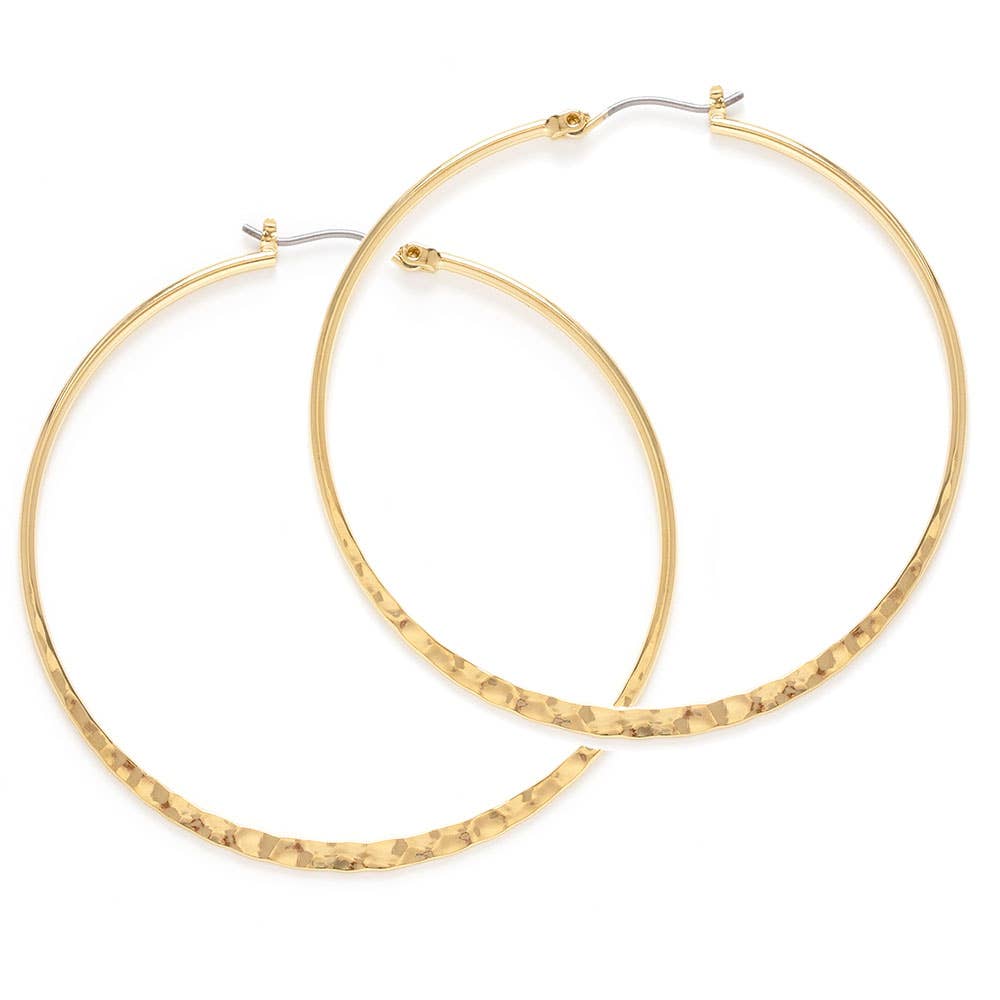 Hammered Hoop Earrings - Out of the Blue