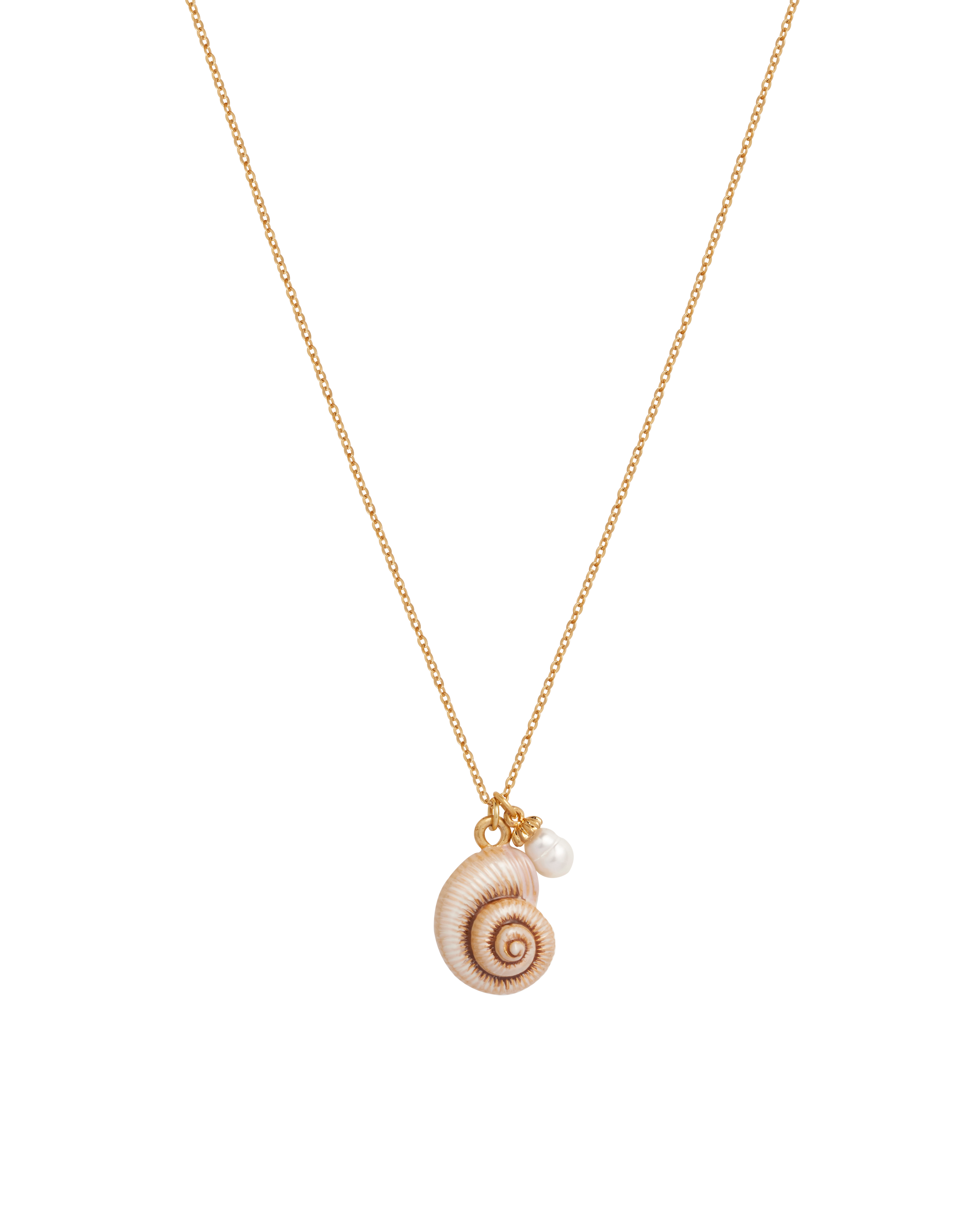 FABLE Spiral Shell and Pearl Short Necklace - Out of the Blue