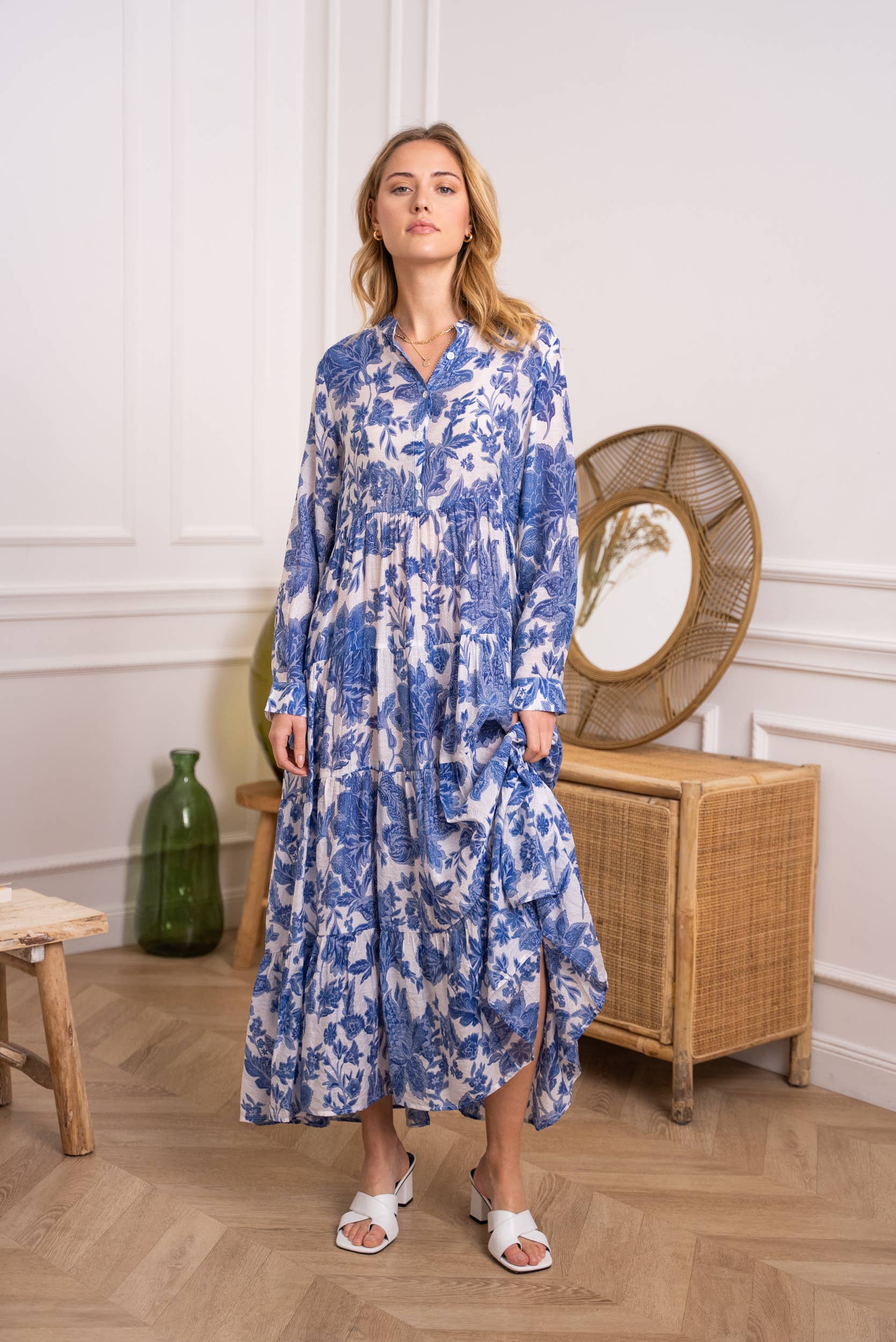 Marbella floral printed silk dress (S-M-L-XL) - CK08112 - Out of the Blue