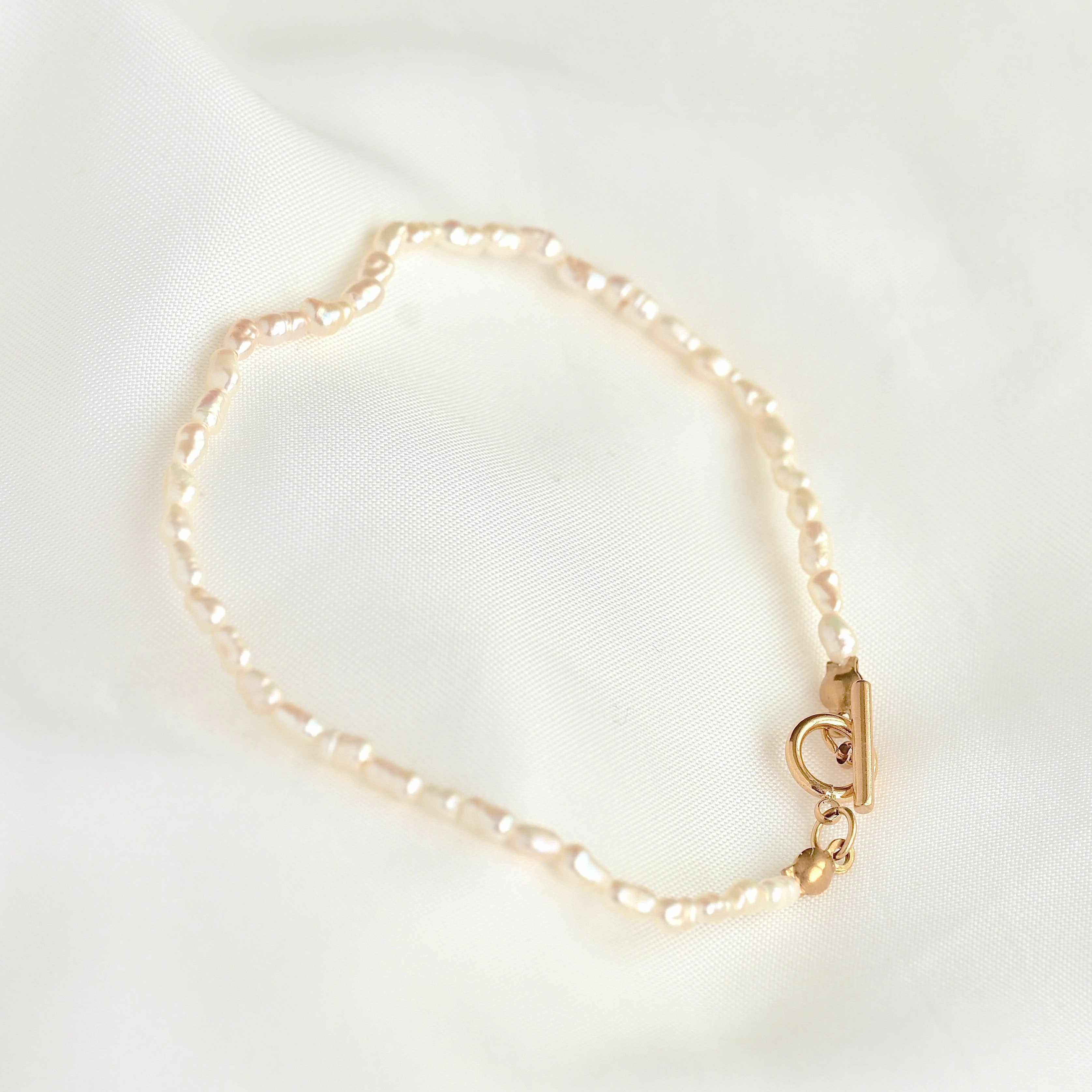 Rice Freshwater Pearl Toggle Clasp Bracelet - Out of the Blue