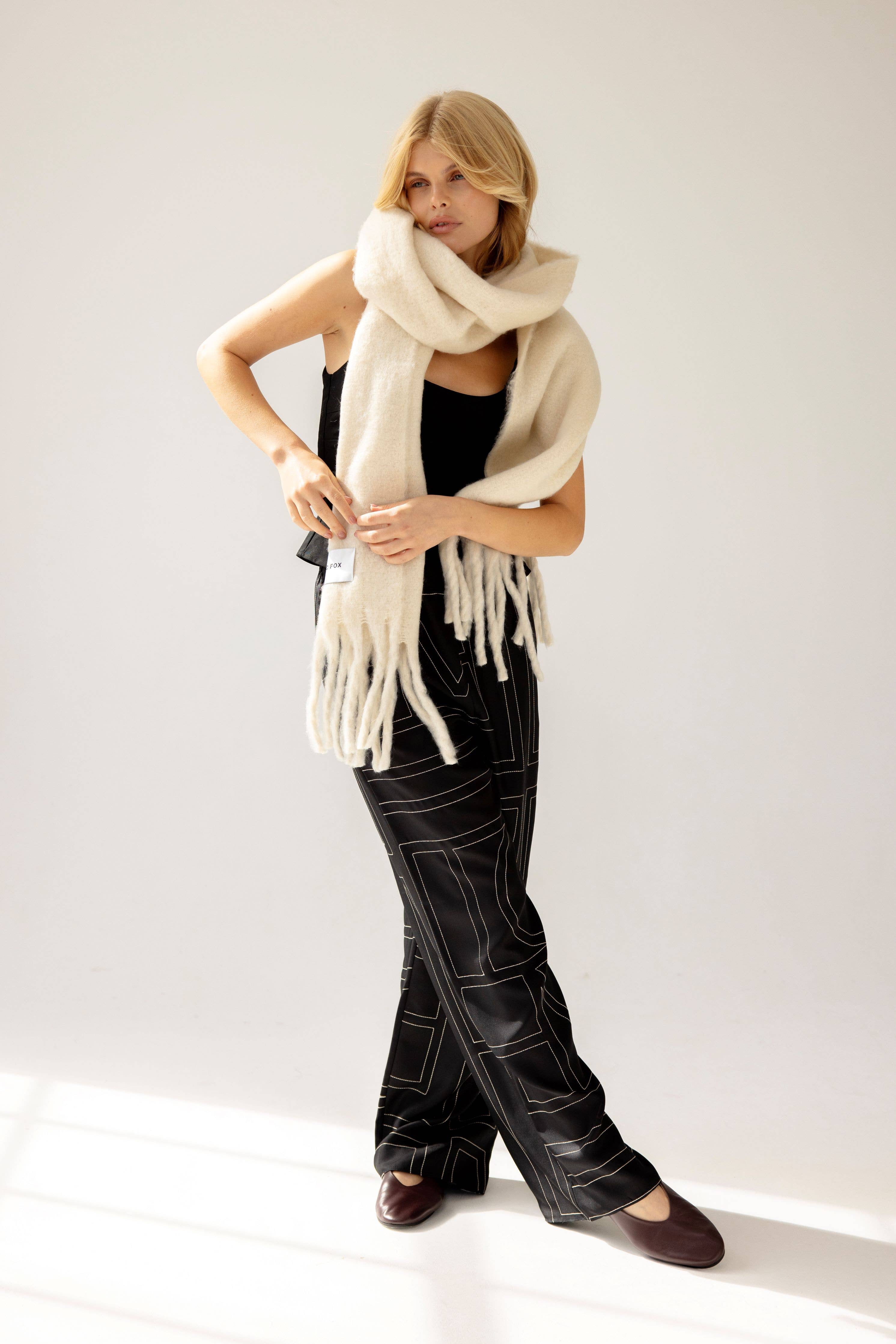 The Reykjavik Scarf - 100% Recycled - Pebble Beige - FW25 - Out of the Blue