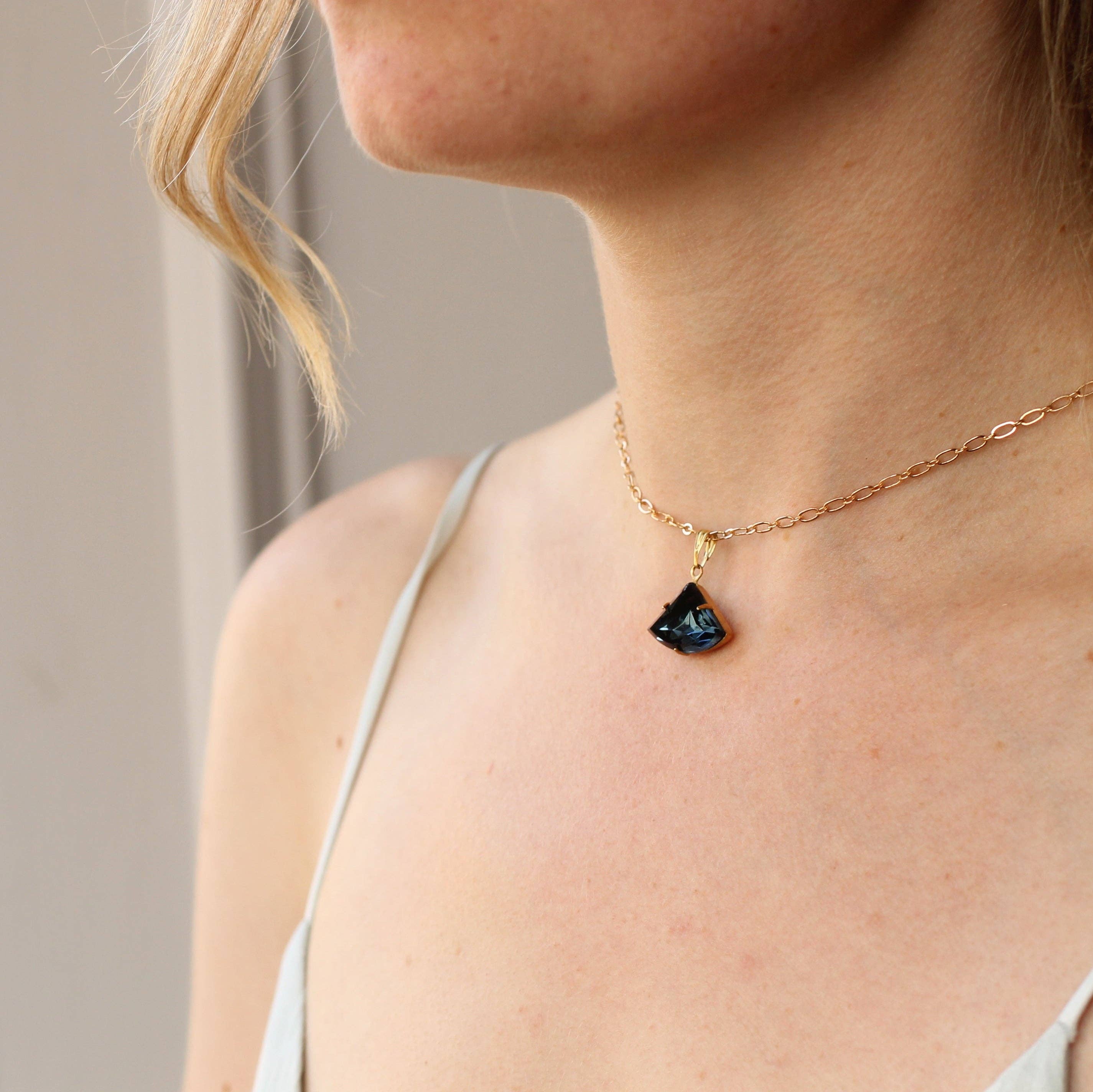 Navy Blue Art Deco Necklace - Out of the Blue