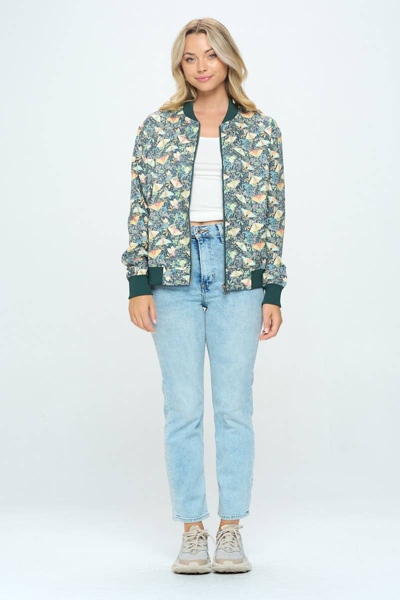 MOTH FLORAL BOMBER JACKET