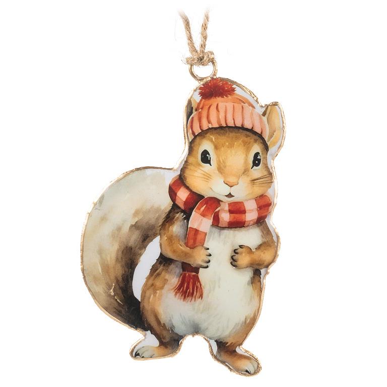 Winter Squirrel Ornament-4"H - Out of the Blue