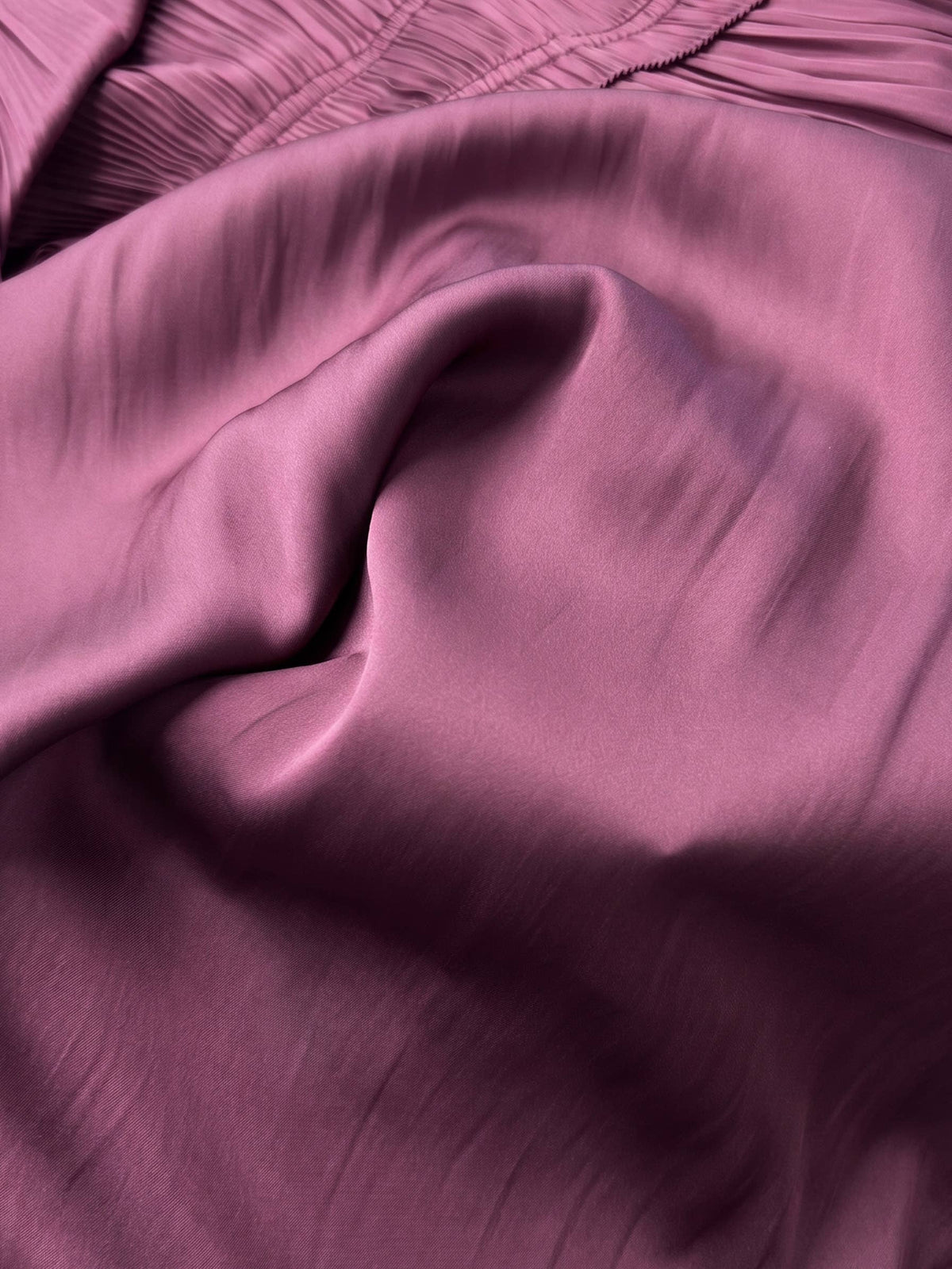 Pleated Satin Midi Dress