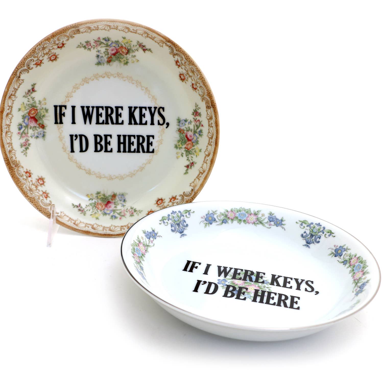 Vintage Upcycled 8" Key Bowl Program "If I Were Keys I'd..."