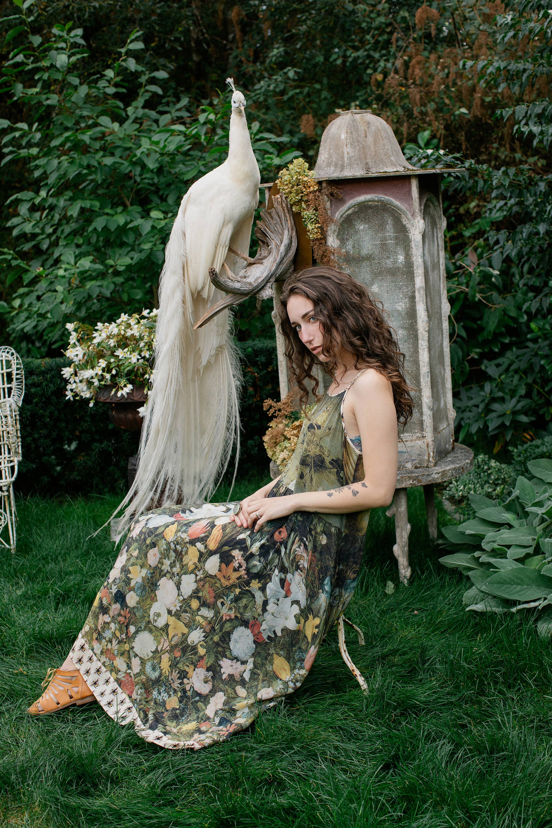 I Dream in Flowers Bohéme Slip Dress With Bees: S/M (fits approx. size 6-10) - Out of the Blue