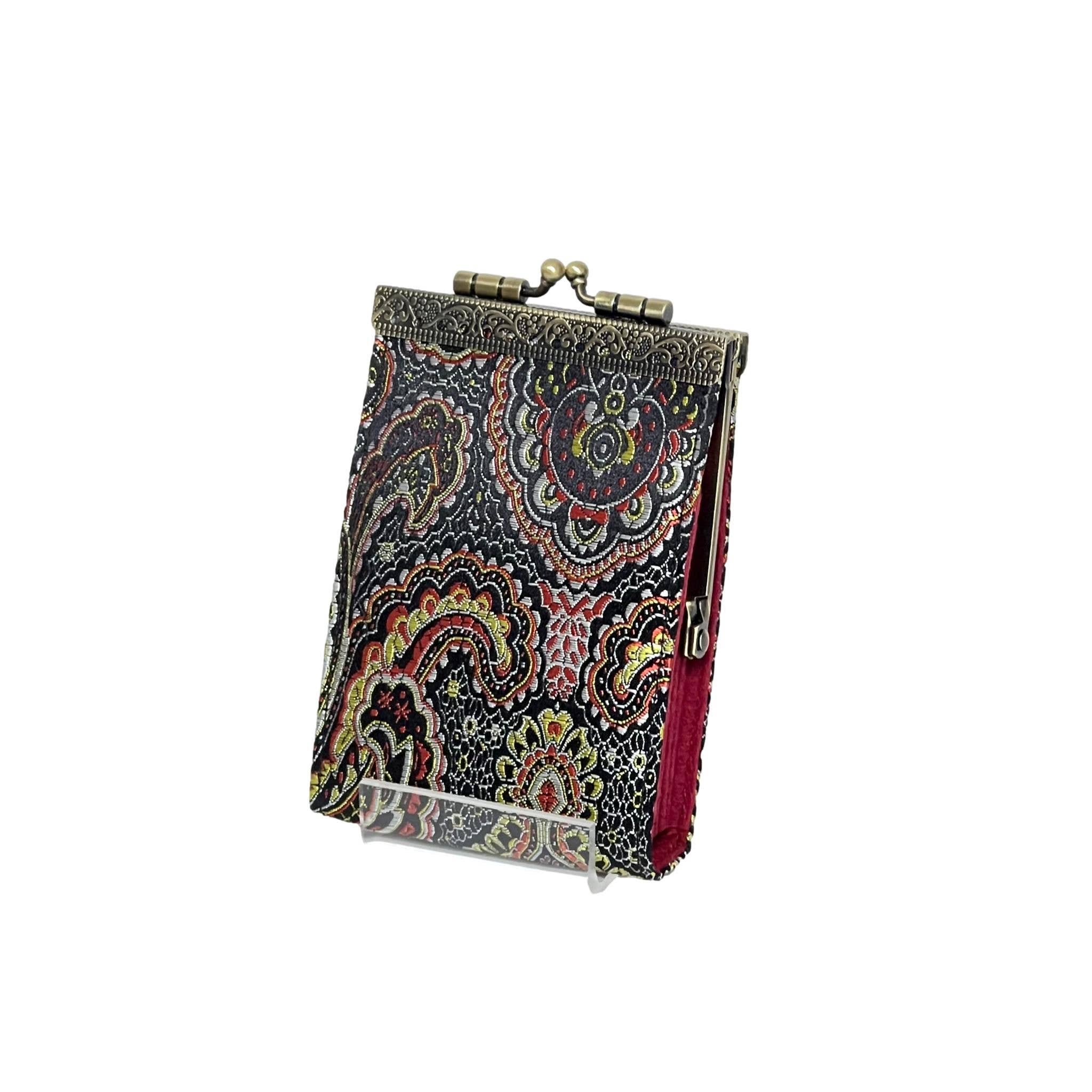 Paisley Pattern Brocade Card Holder with RFID Protection