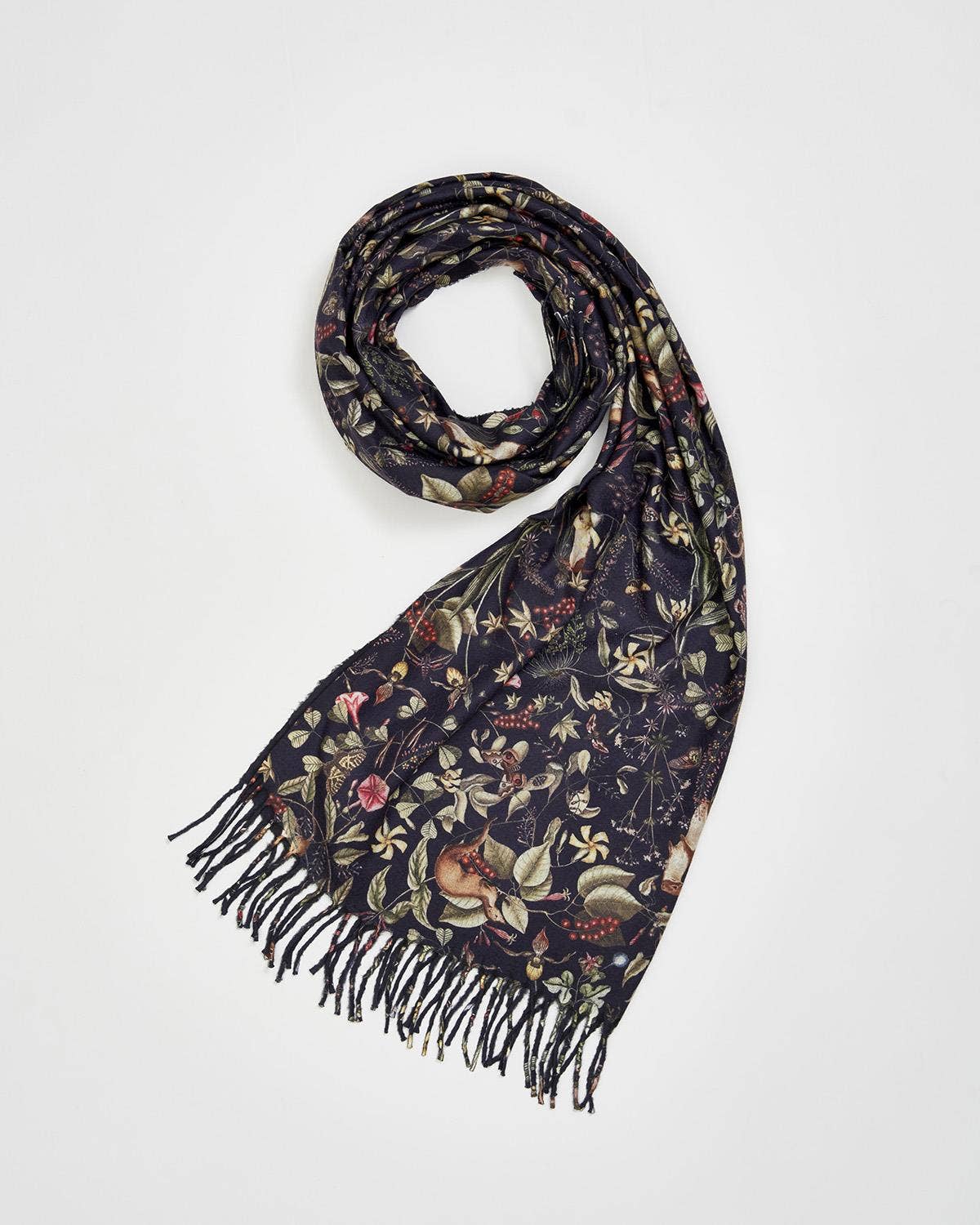 Wolf Garden Tassel Scarf - Out of the Blue