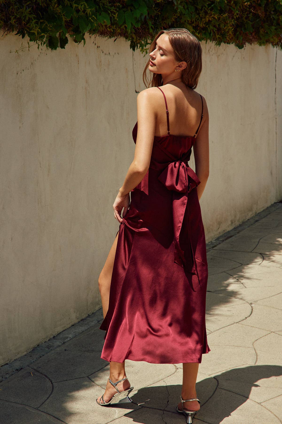 Satin Midi Dress - Out of the Blue