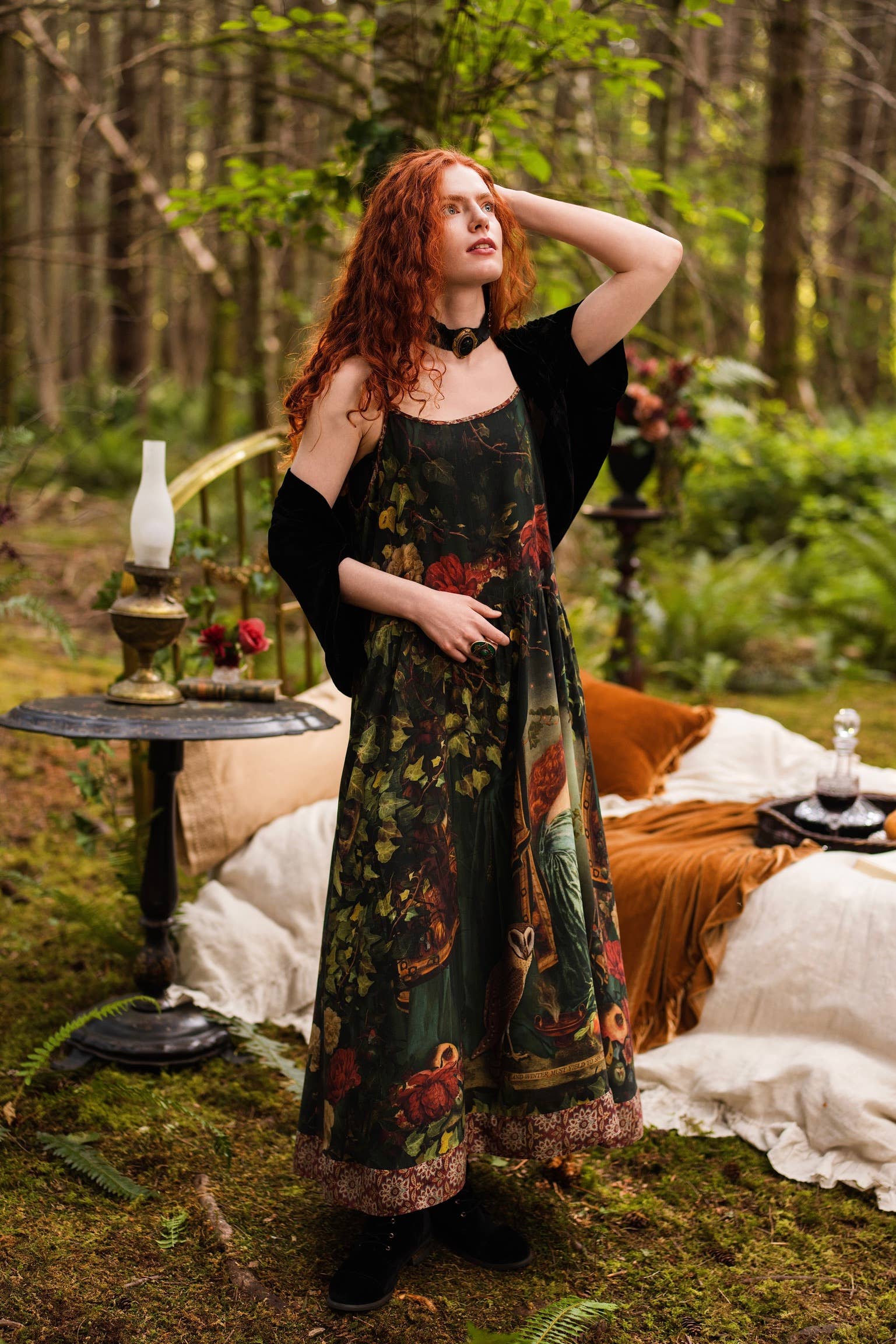 Solstice Bohéme Long Maxi Slip Dress w/ Persephone & Moon
