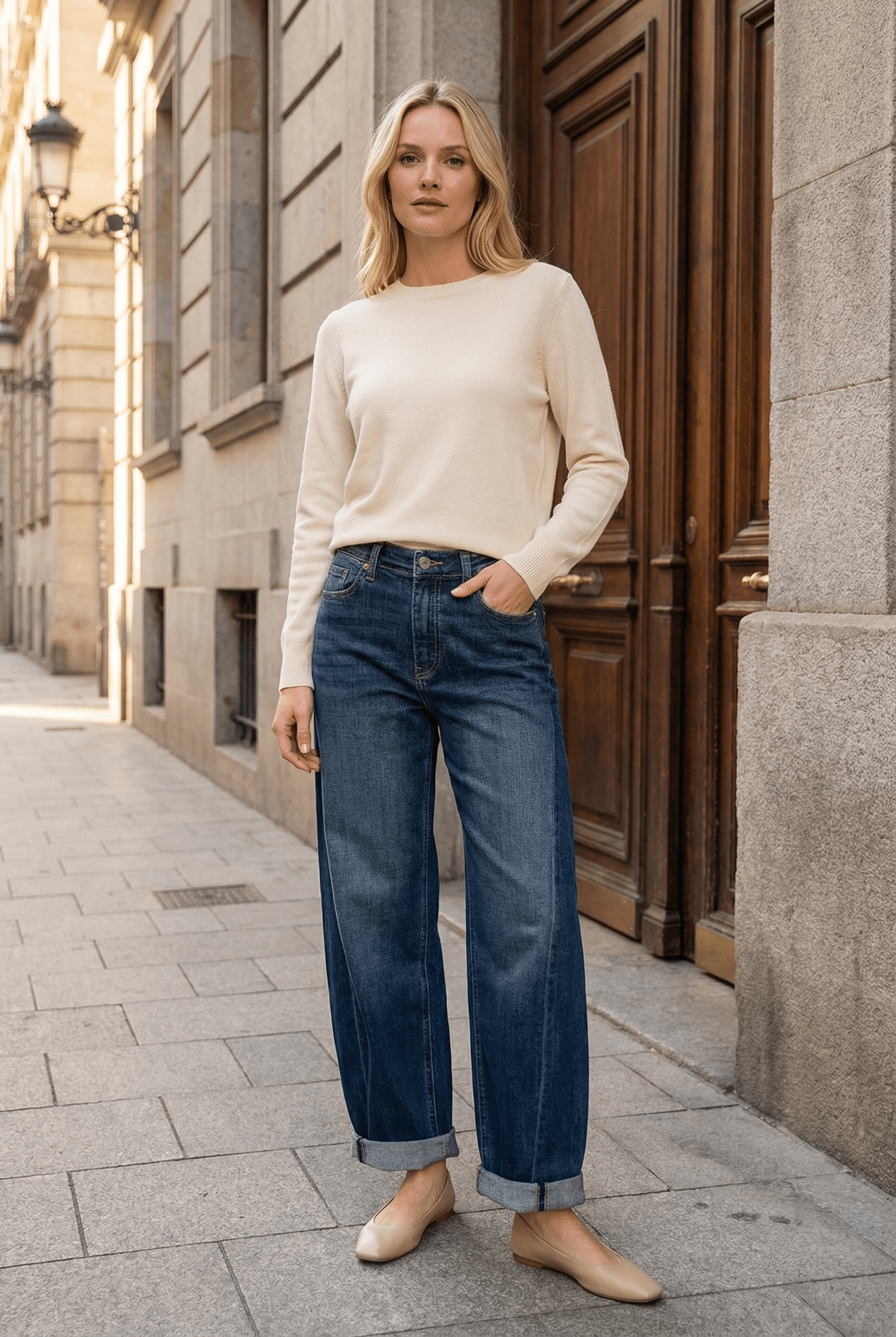 HIGH RISE RELAXED TAPERED DARK WASH BARREL JEANS - Out of the Blue