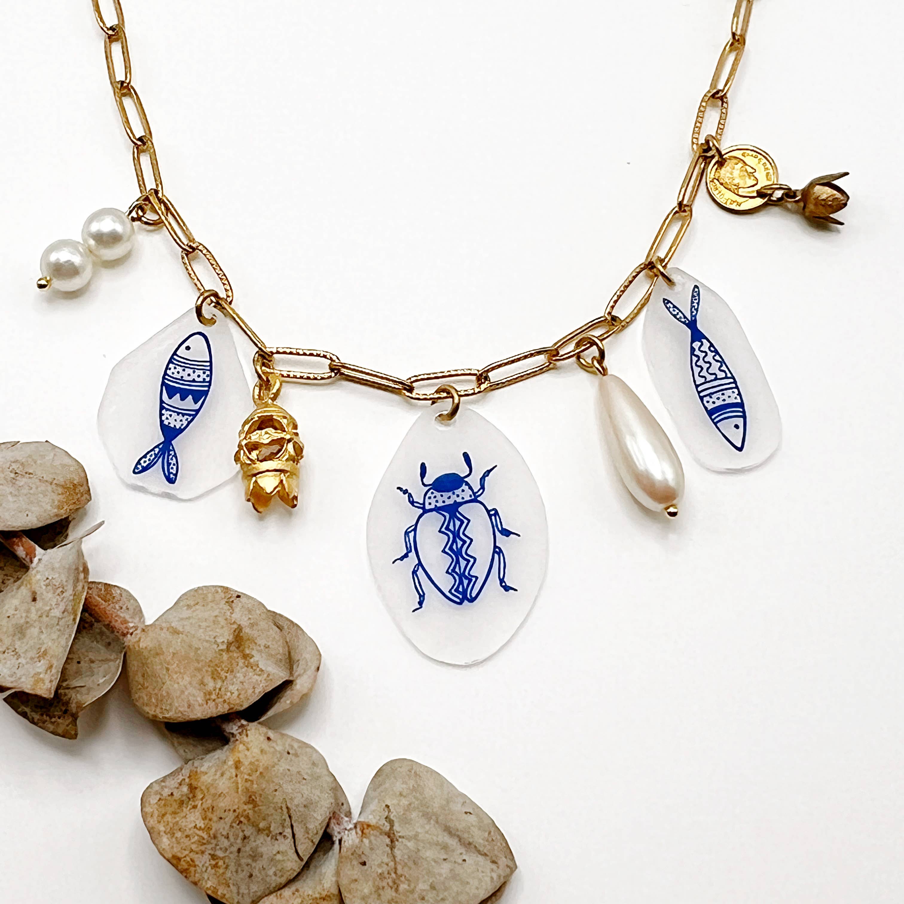 Multi media Charm Necklaces