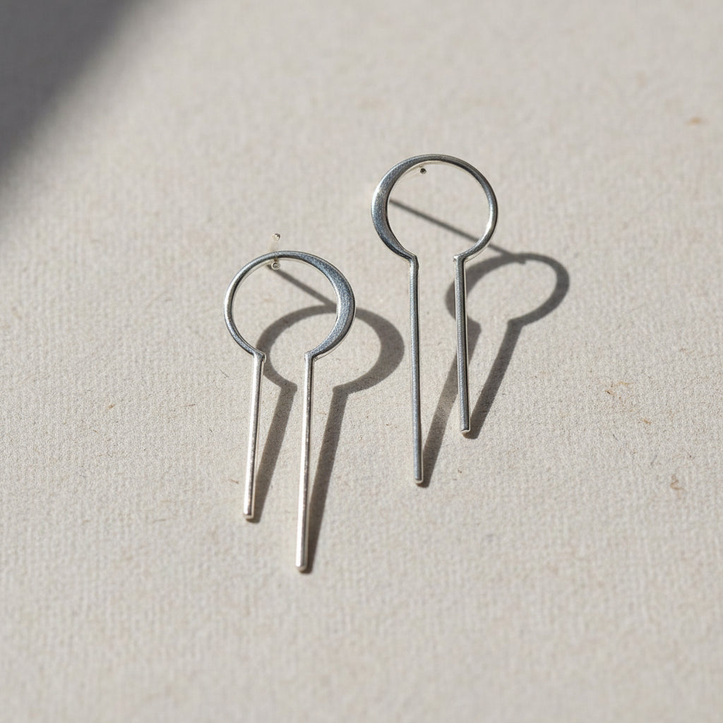 Sterling Silver Bulb Earring with Vertical Bars 30x11mm - Out of the Blue