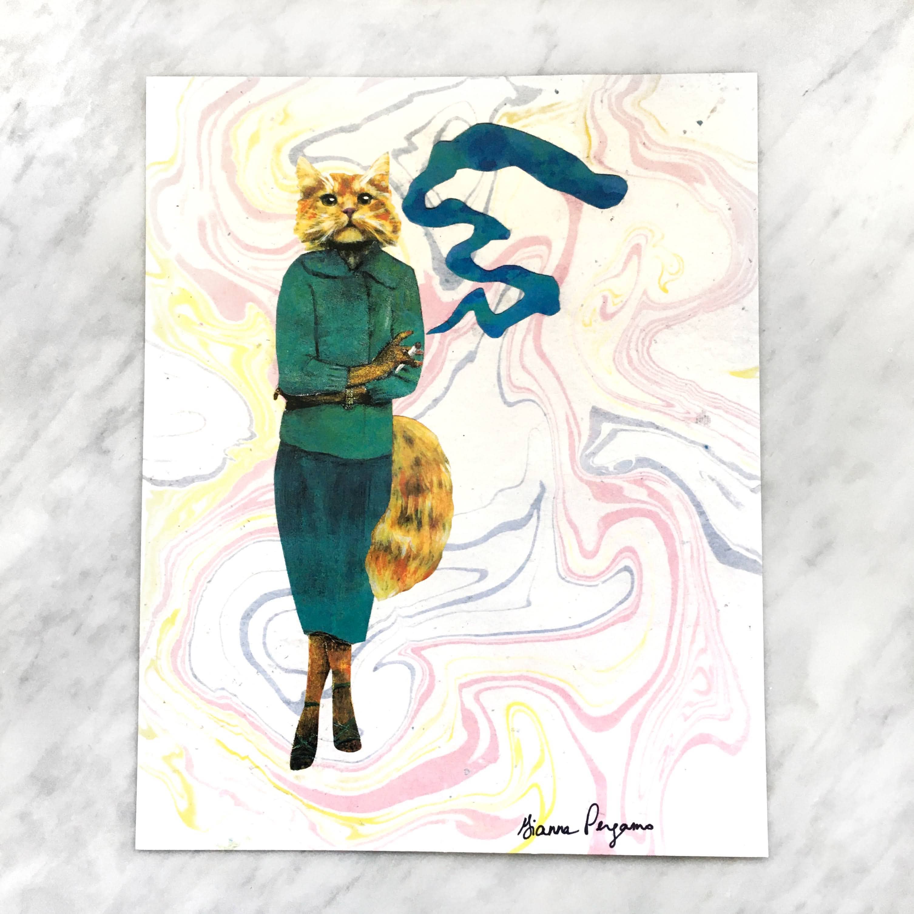Cannabis Cat 8x10" Art Print - Out of the Blue