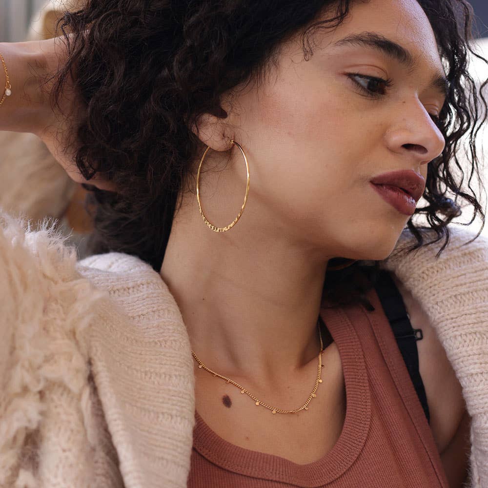Hammered Hoop Earrings - Out of the Blue