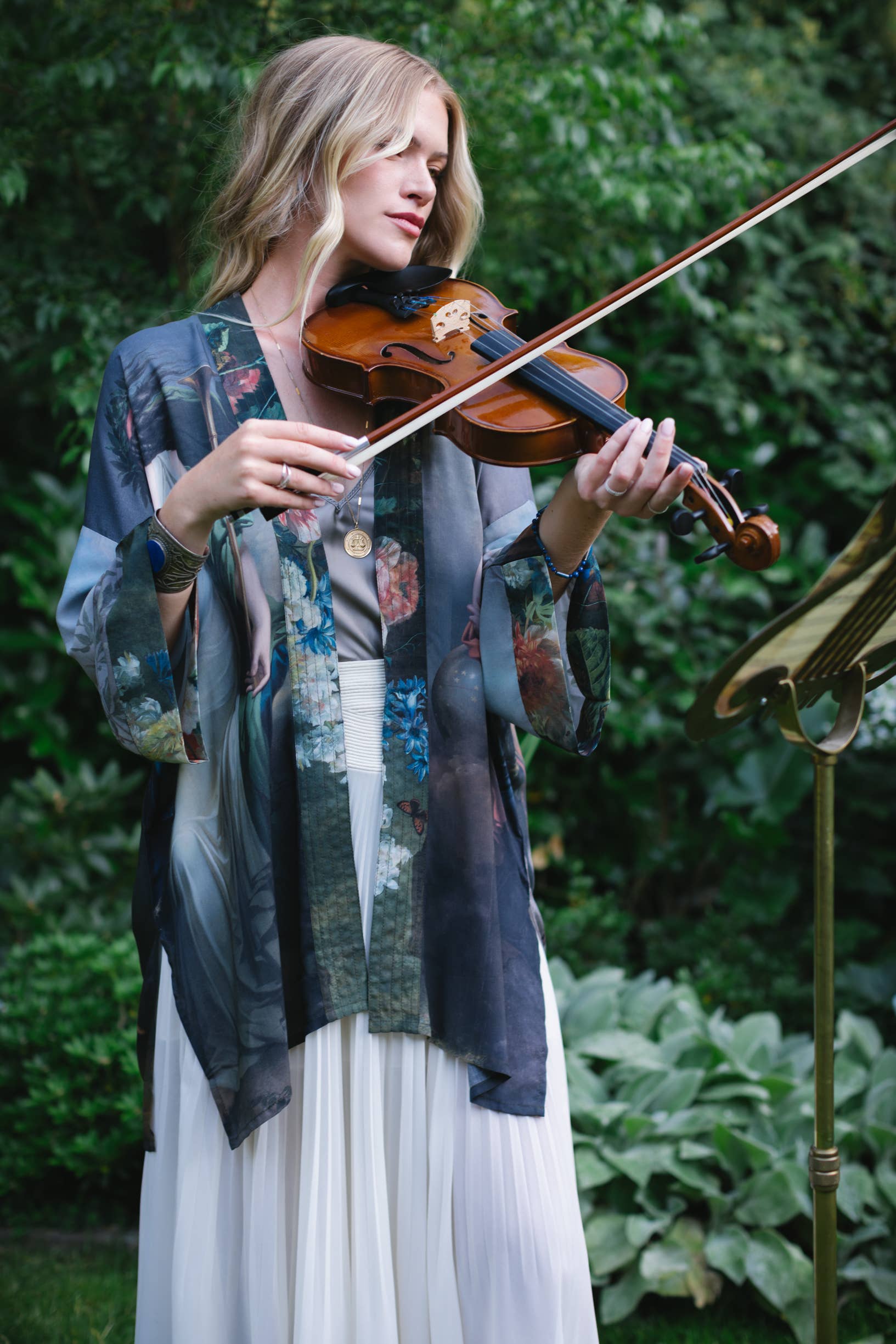 Reverie Artisan Bamboo Duster Kimono Robe - Out of the Blue