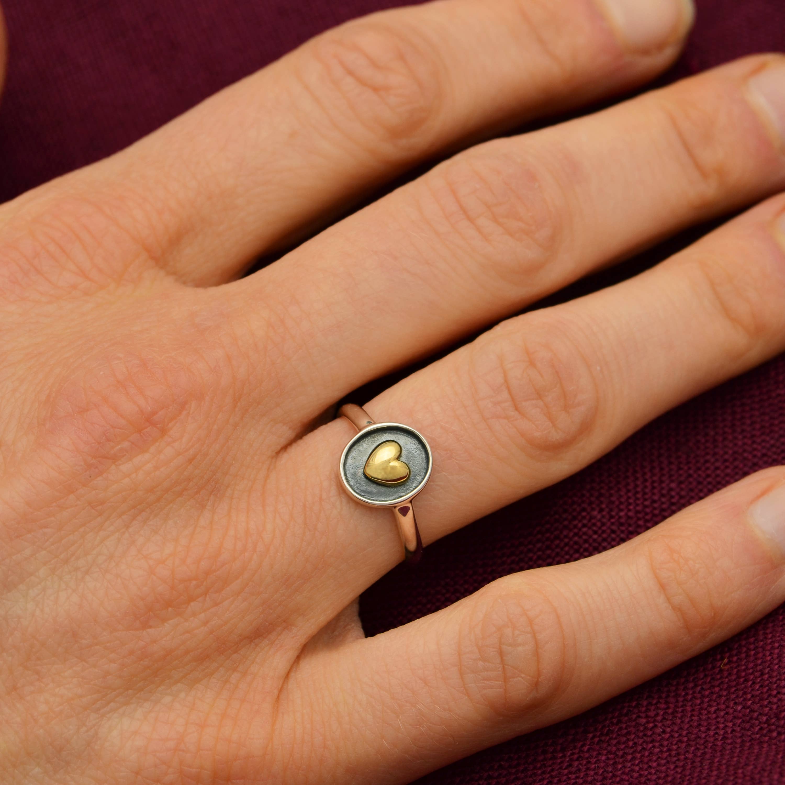 Shadowbox Ring with Bronze Heart - Out of the Blue