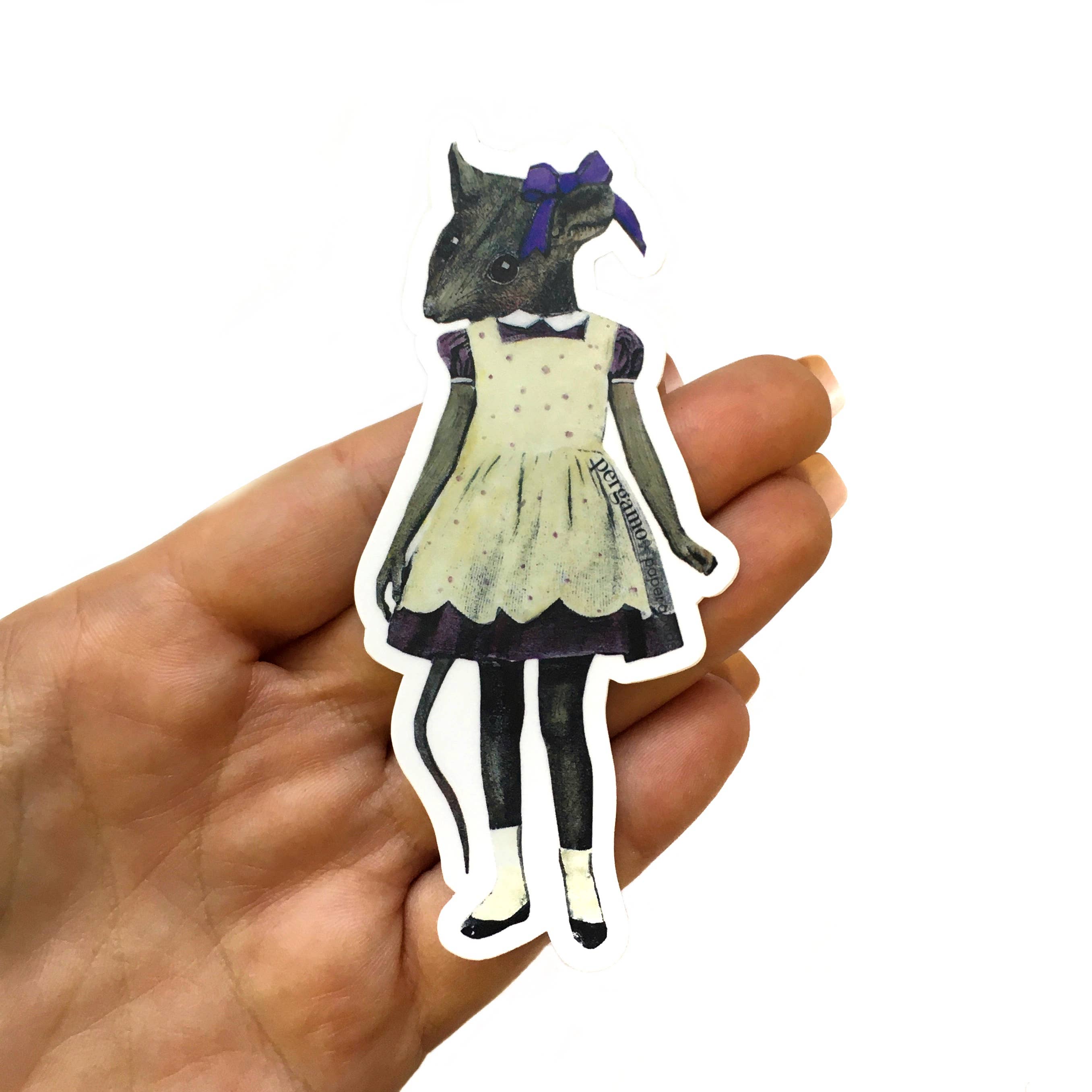 Rodent Girl Illustrated Animal Vinyl Sticker - Out of the Blue
