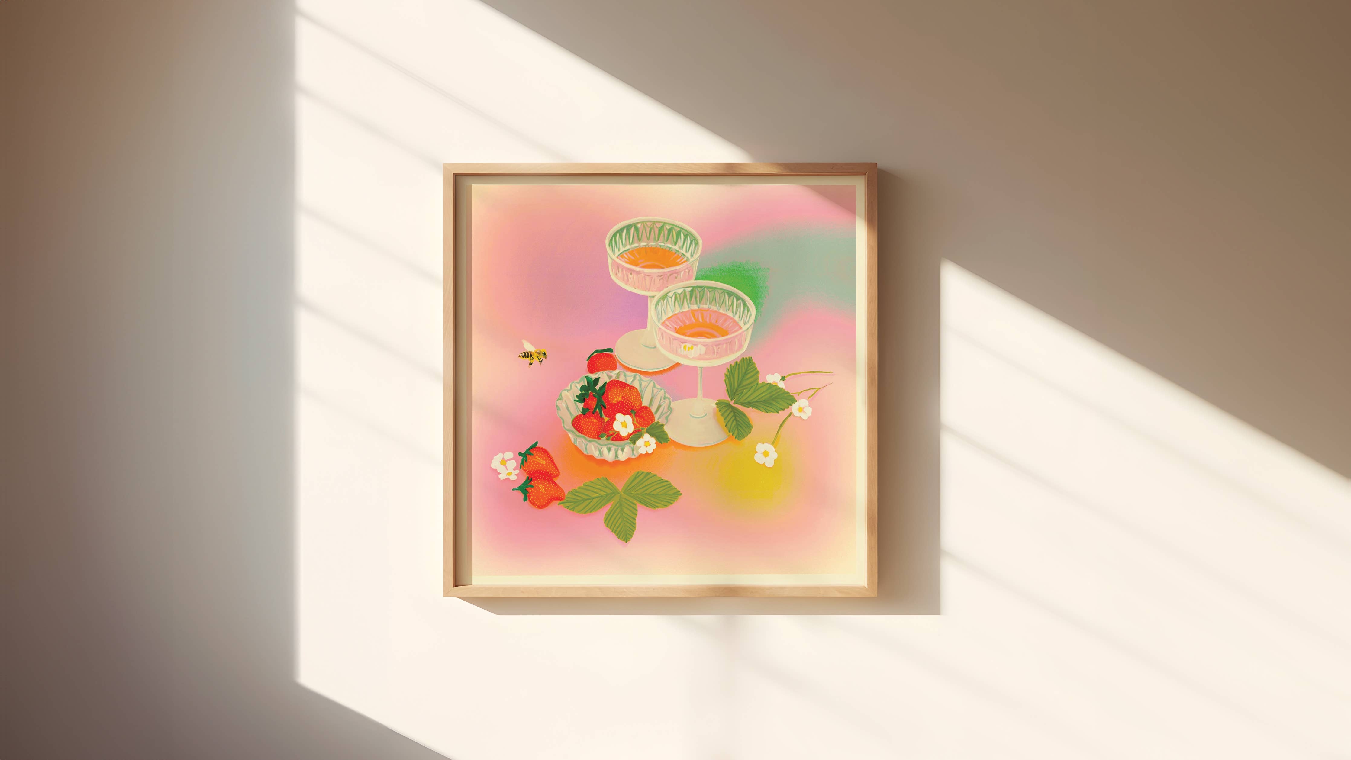 Strawberry Rainbow Cocktail Art Print - Out of the Blue