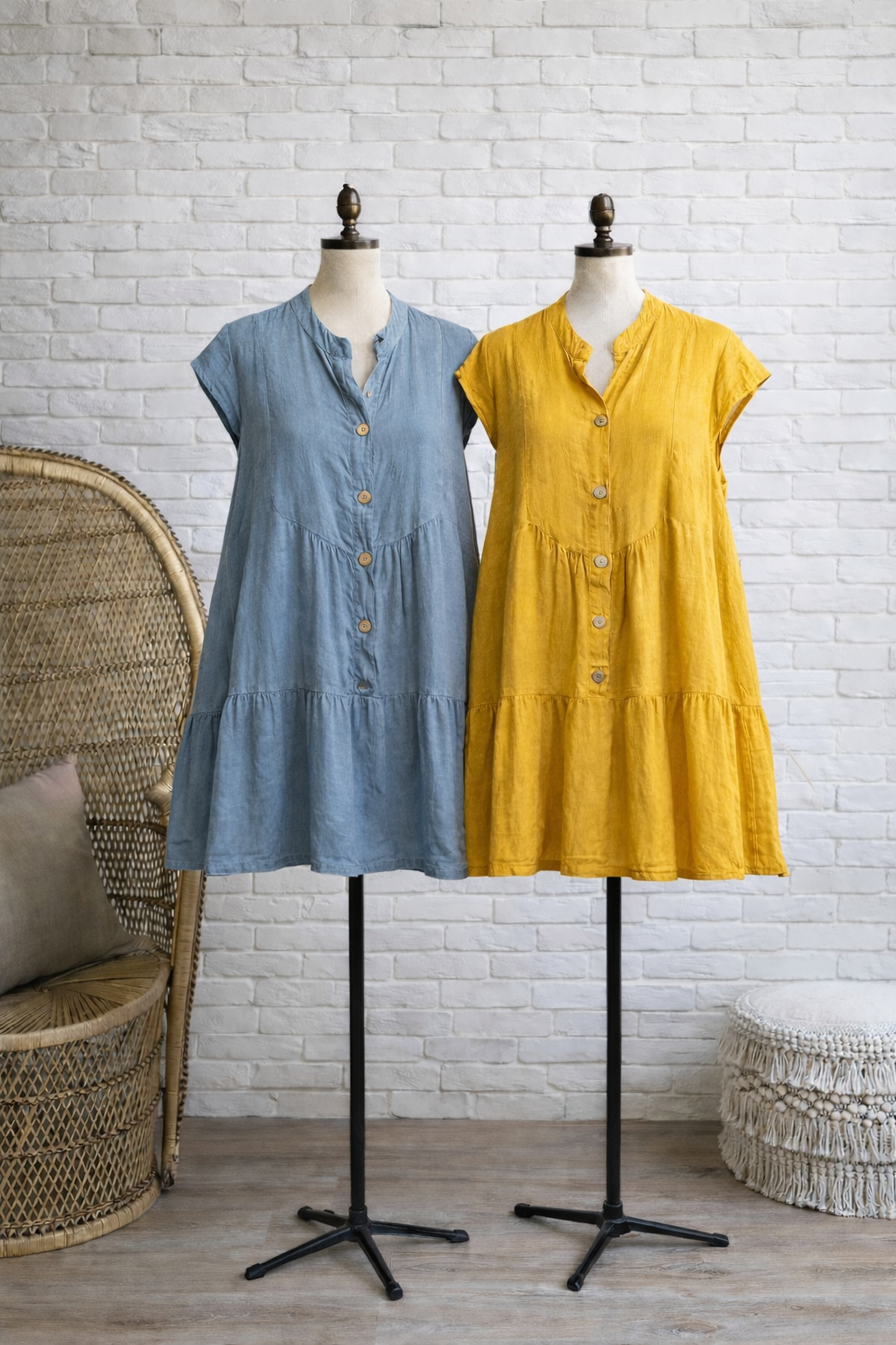 Giselle Linen Dress - Out of the Blue