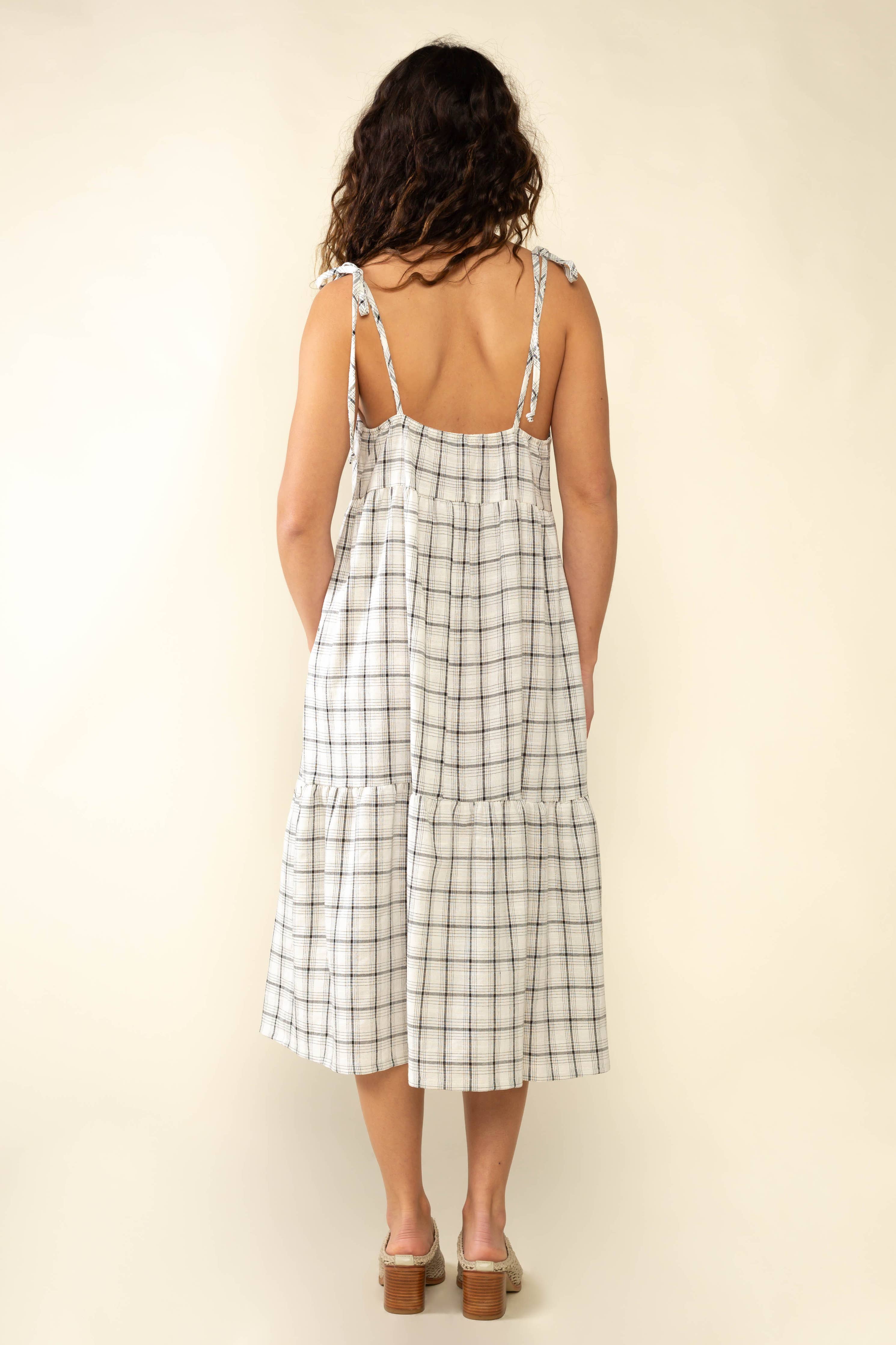Luca Plaid Tie Strap Dress - Out of the Blue