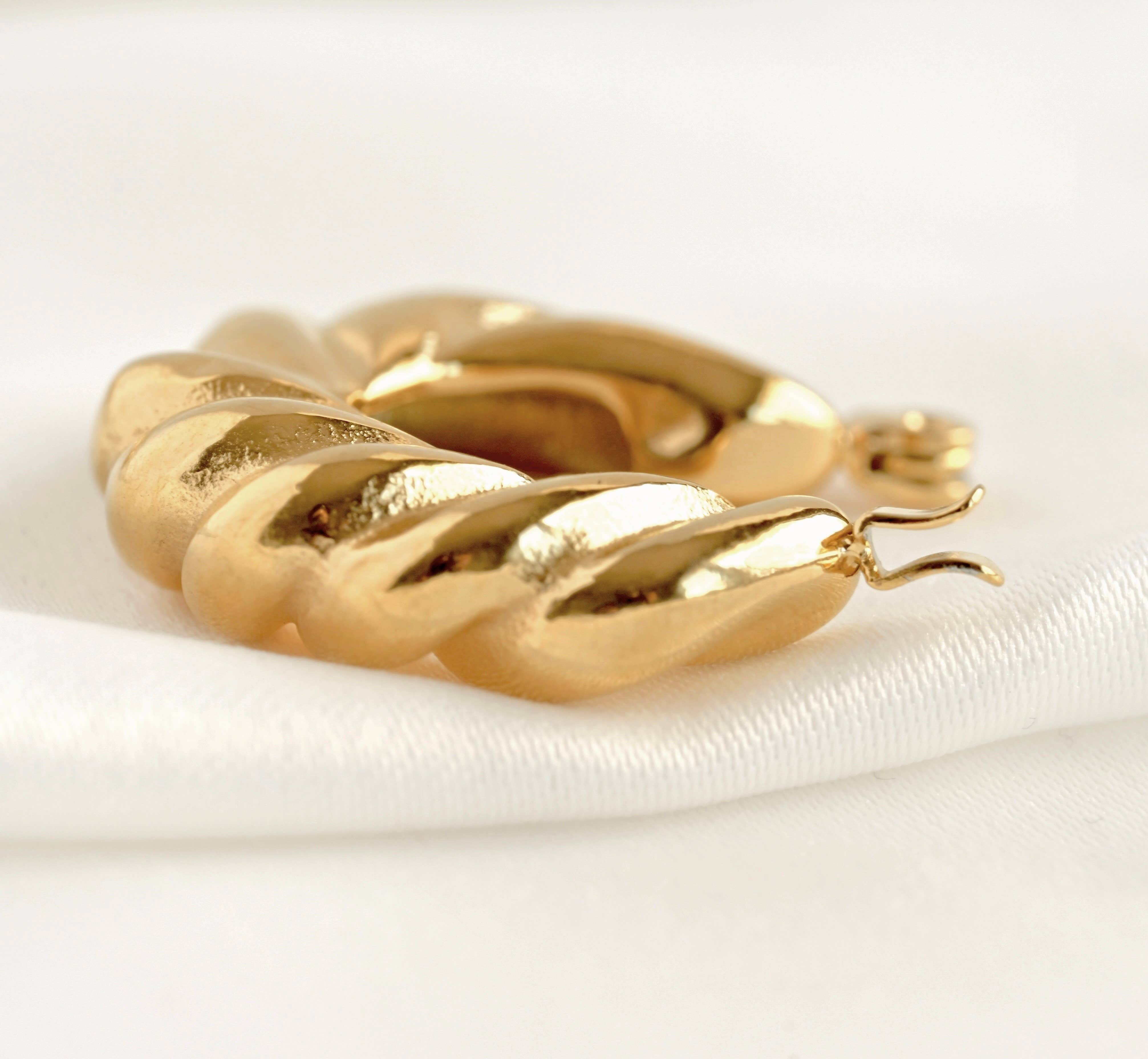 Chunky Croissant Small Twisted Hoop Earrings - Out of the Blue