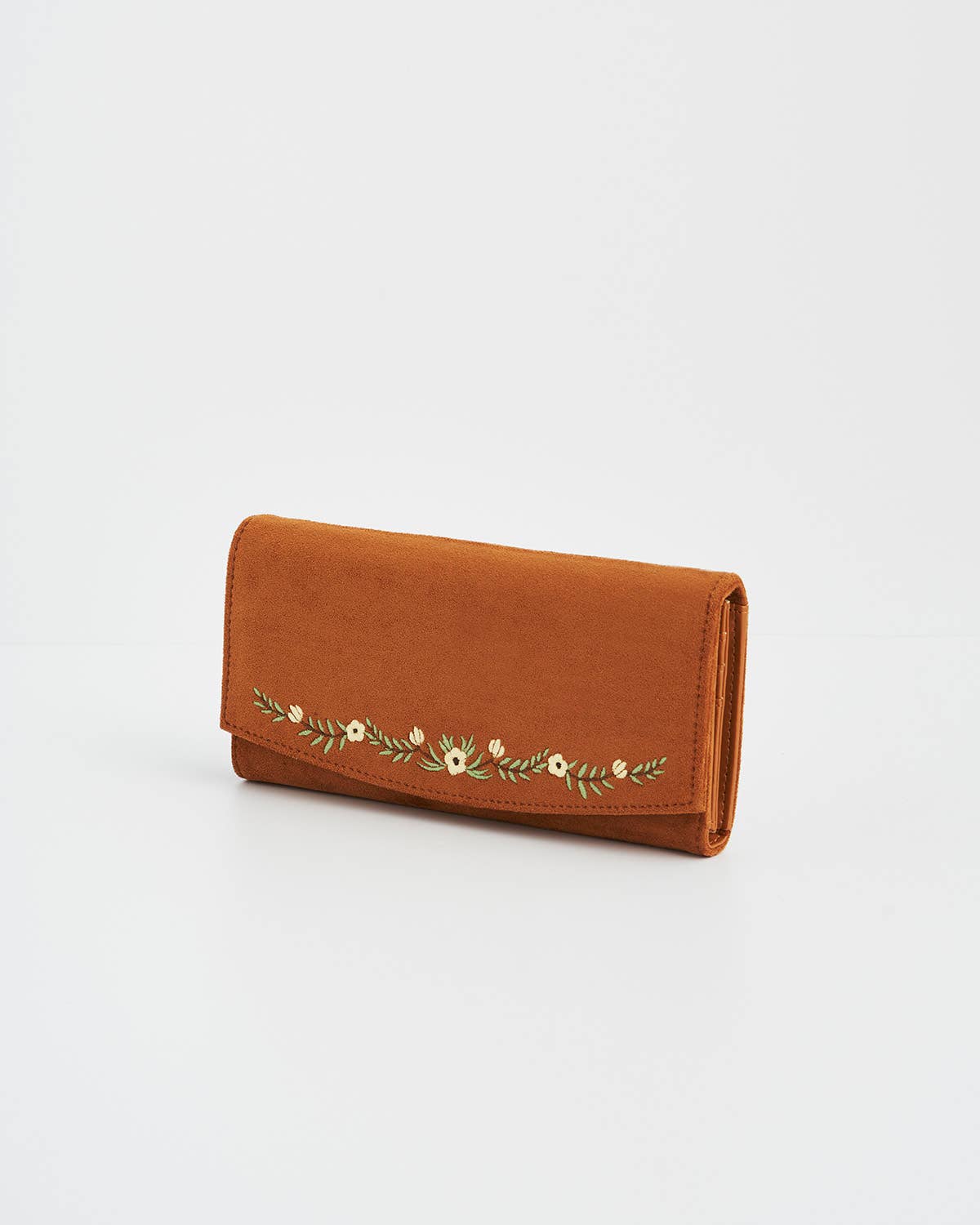 Floral Tan Embroidered Wallet - Out of the Blue