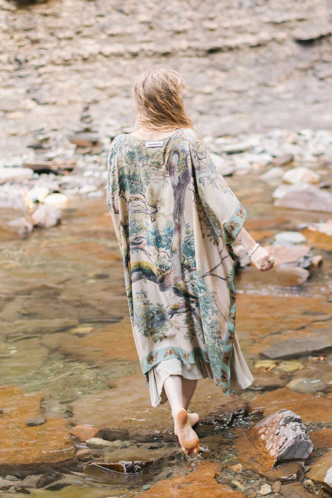 Earth & Sky Bohemian Goddess Starduster Kimono w/Trees - Out of the Blue