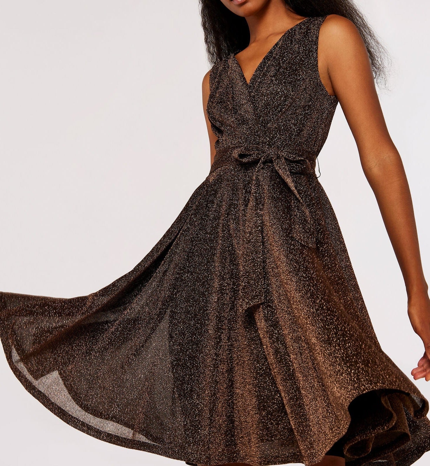 Metallic Pleat Dress - Out of the Blue