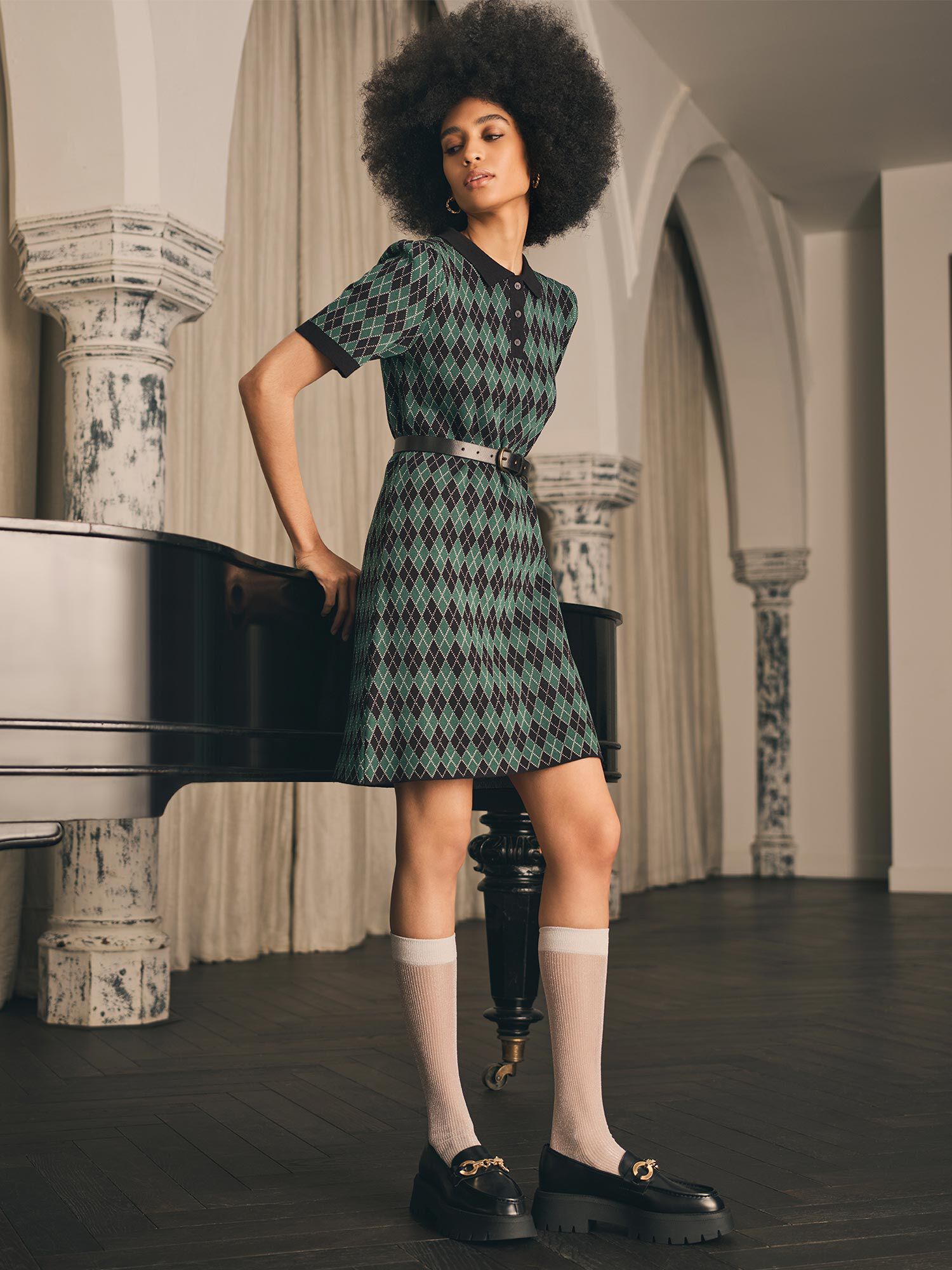 Argyle Shift Dress - Out of the Blue