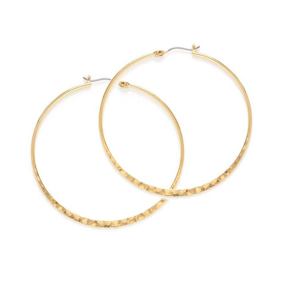 Hammered Hoop Earrings - Out of the Blue