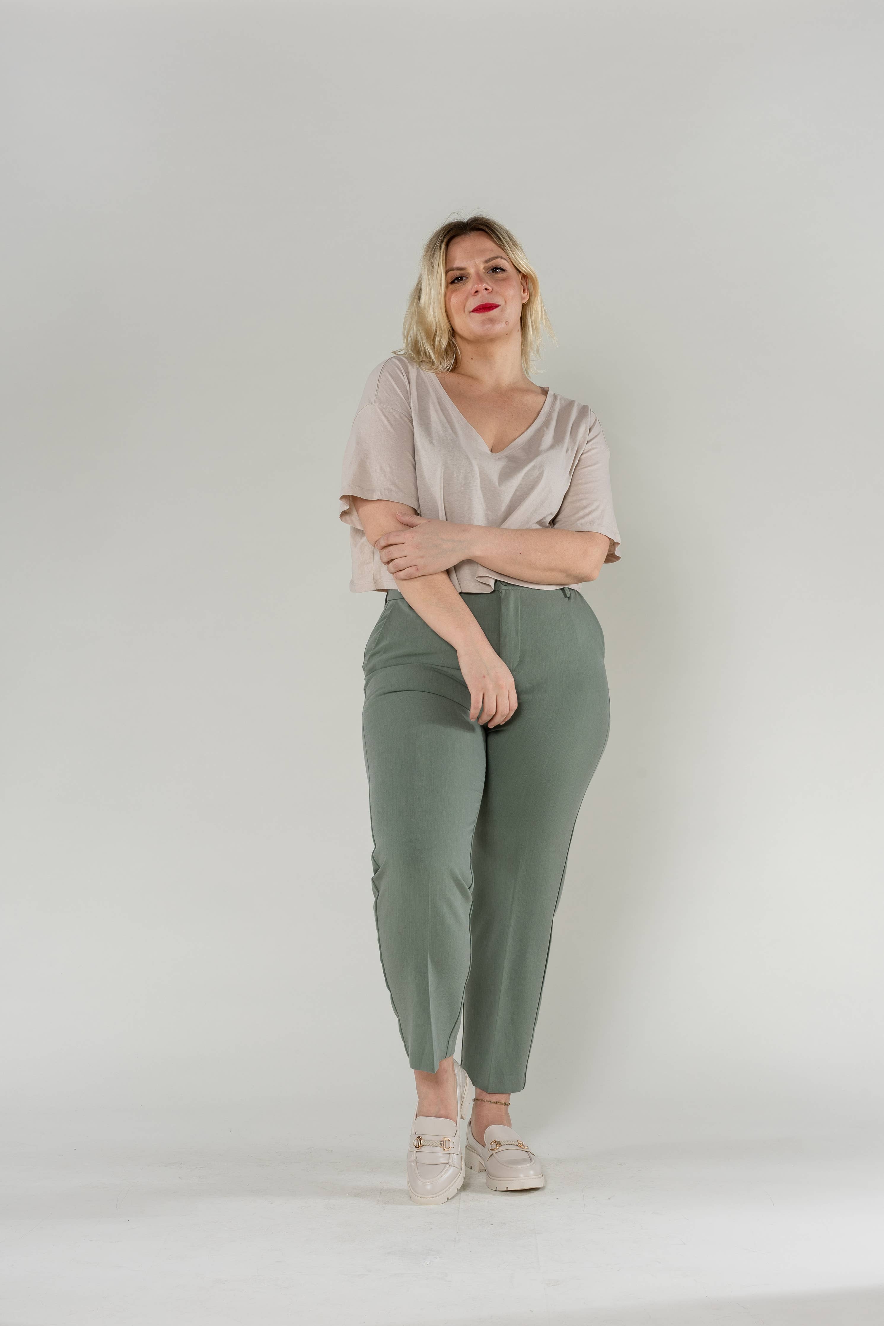 Women's high-waisted cigarette suit pants D002 - Out of the Blue