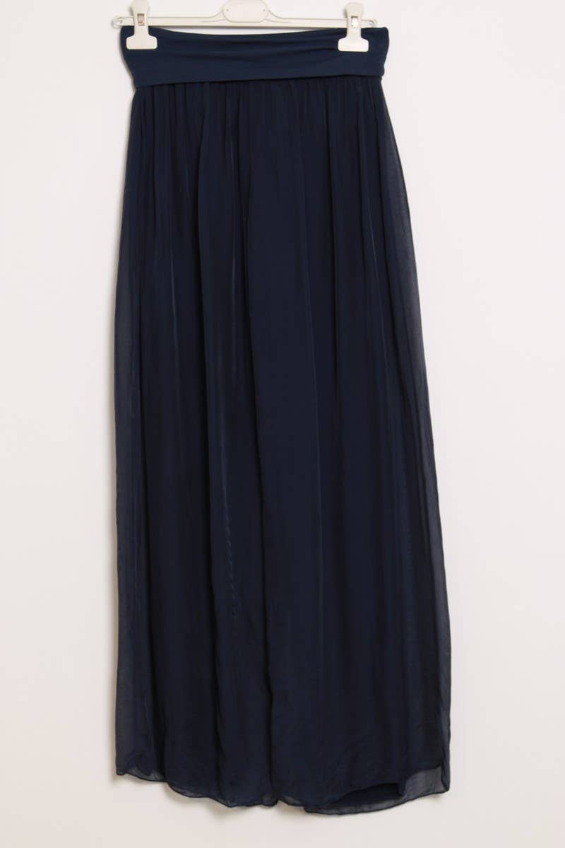 High-waisted wide fluid pants with long hem 20537 - Out of the Blue